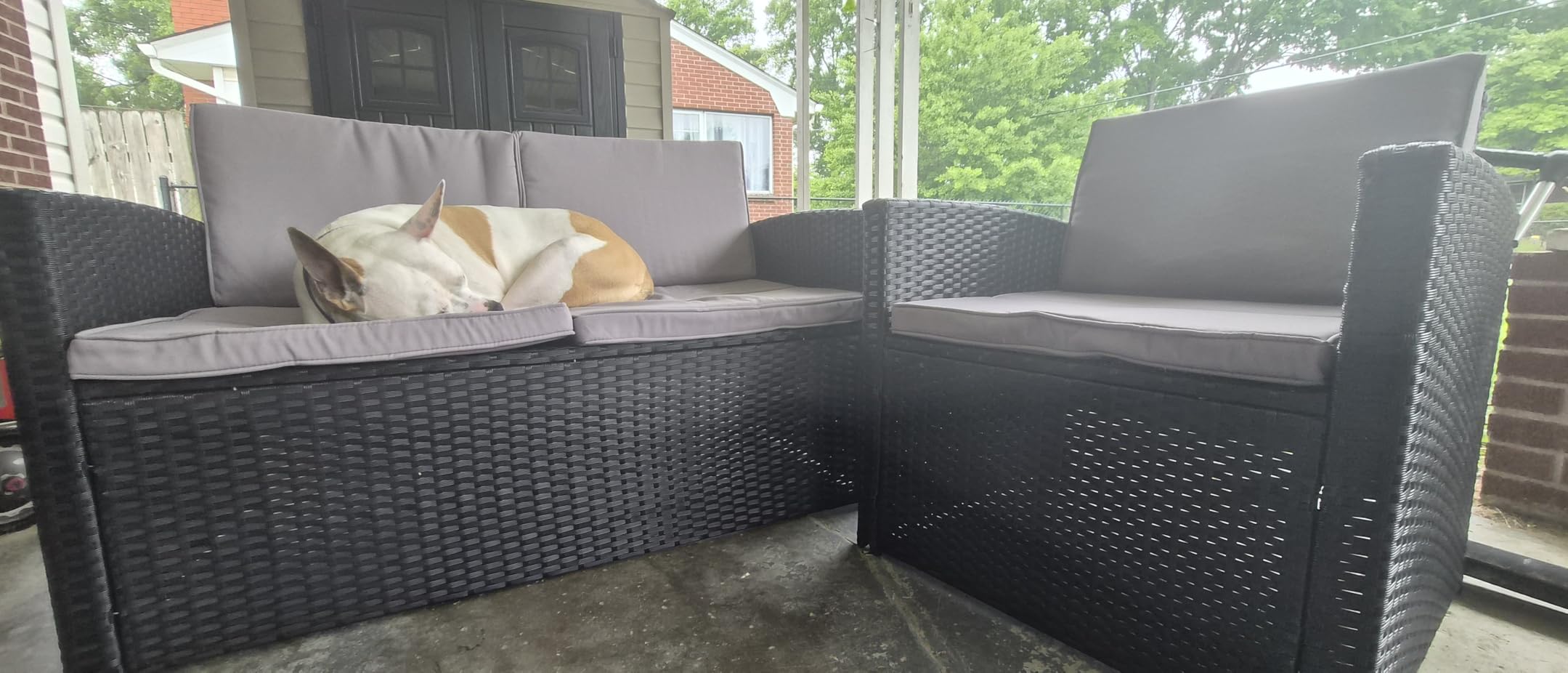 KROFEM 4 Piece Patio Furniture Set, Outdoor Wicker Conversation Set customer photo 1