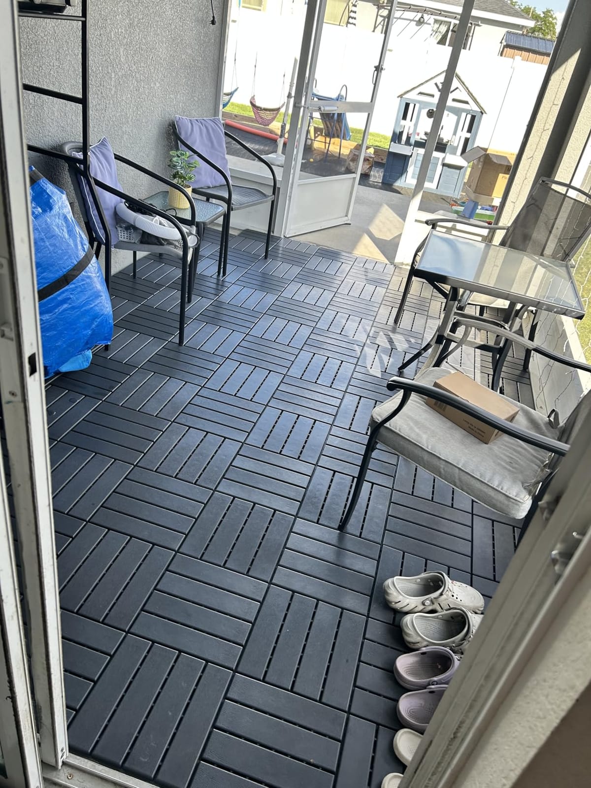 60 sq. ft Plastic Interlocking Deck Tiles,60 Pack Patio Deck Tiles,12