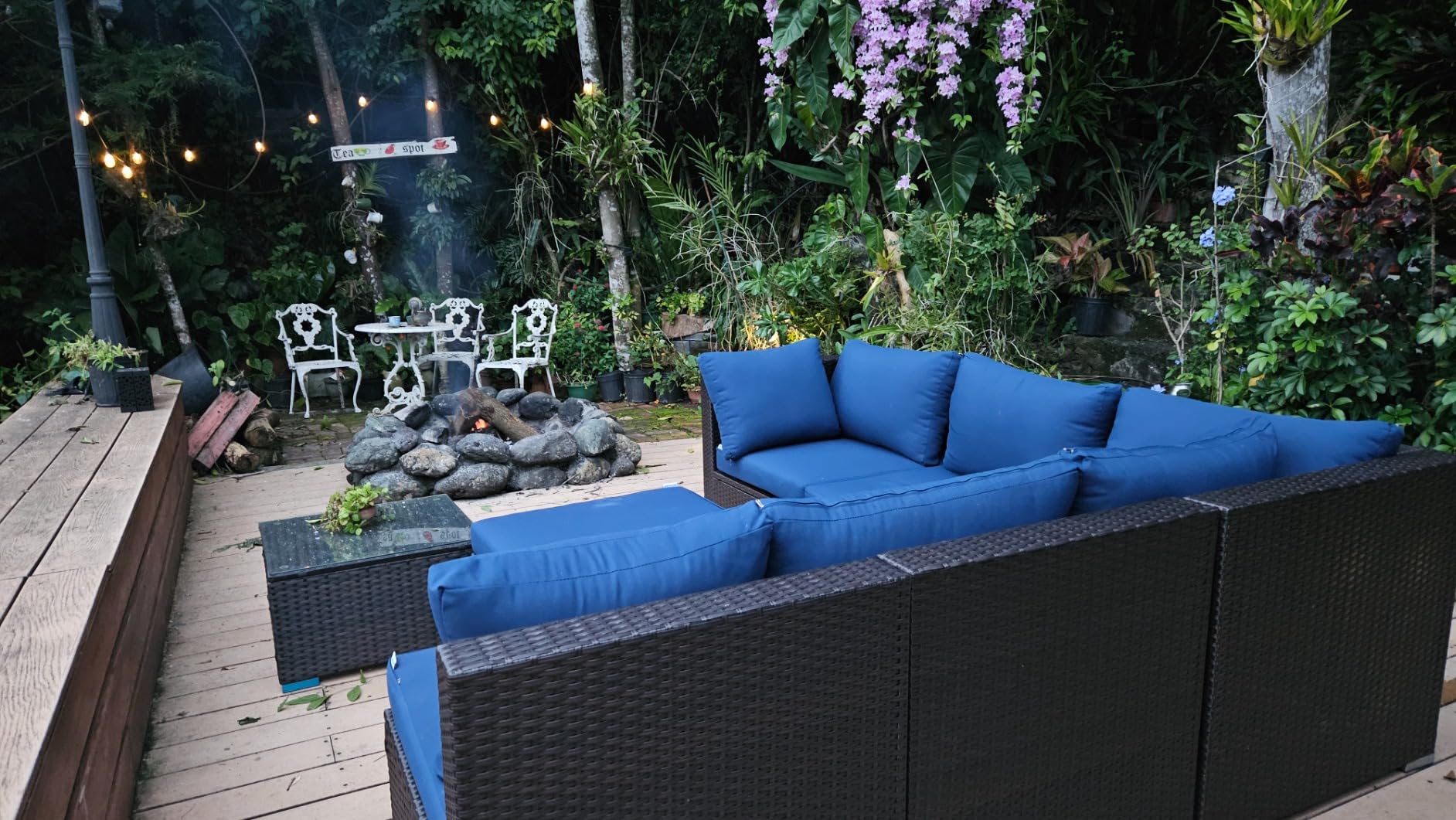 NICESOUL 8 People Outdoor Seating Furniture, 29.3'' High Back Comfortable Wicker Patio Sectional Sofas with Ottoman, Deep Seats Oversized Conversations for Exteriors, 2 Color Cushion Turquoise & Gray customer photo 2