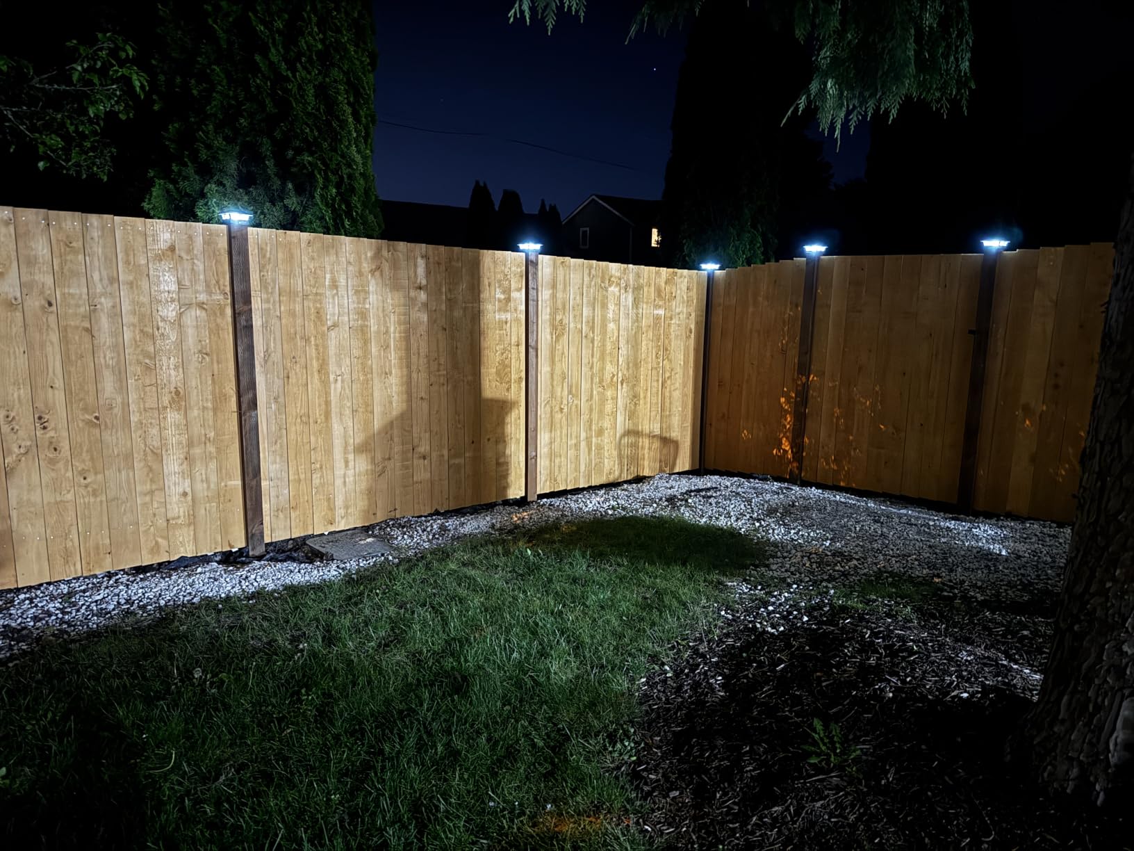 JOFIOS Solar Fence Post Lights, Cap Lights for 4x4/5x5 Vinyl Fence and 4x4/6x6 Wooden Post, Warm White/Cool White Lighting, White Solar Cap Outdoor Waterproof Decorate Garden Pathway Dcek Patio customer photo 1