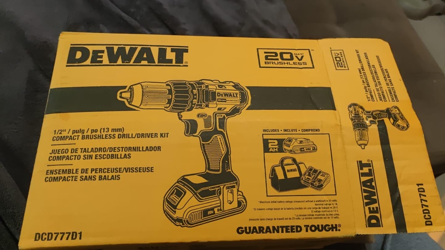 DEWALT 20V MAX Cordless Drill Driver Set, Electric Drill, Brushless 1/2 In 2 Speed, 2.0 Ah Battery and Charger Included, LED Light (DCD777D1) customer photo 1