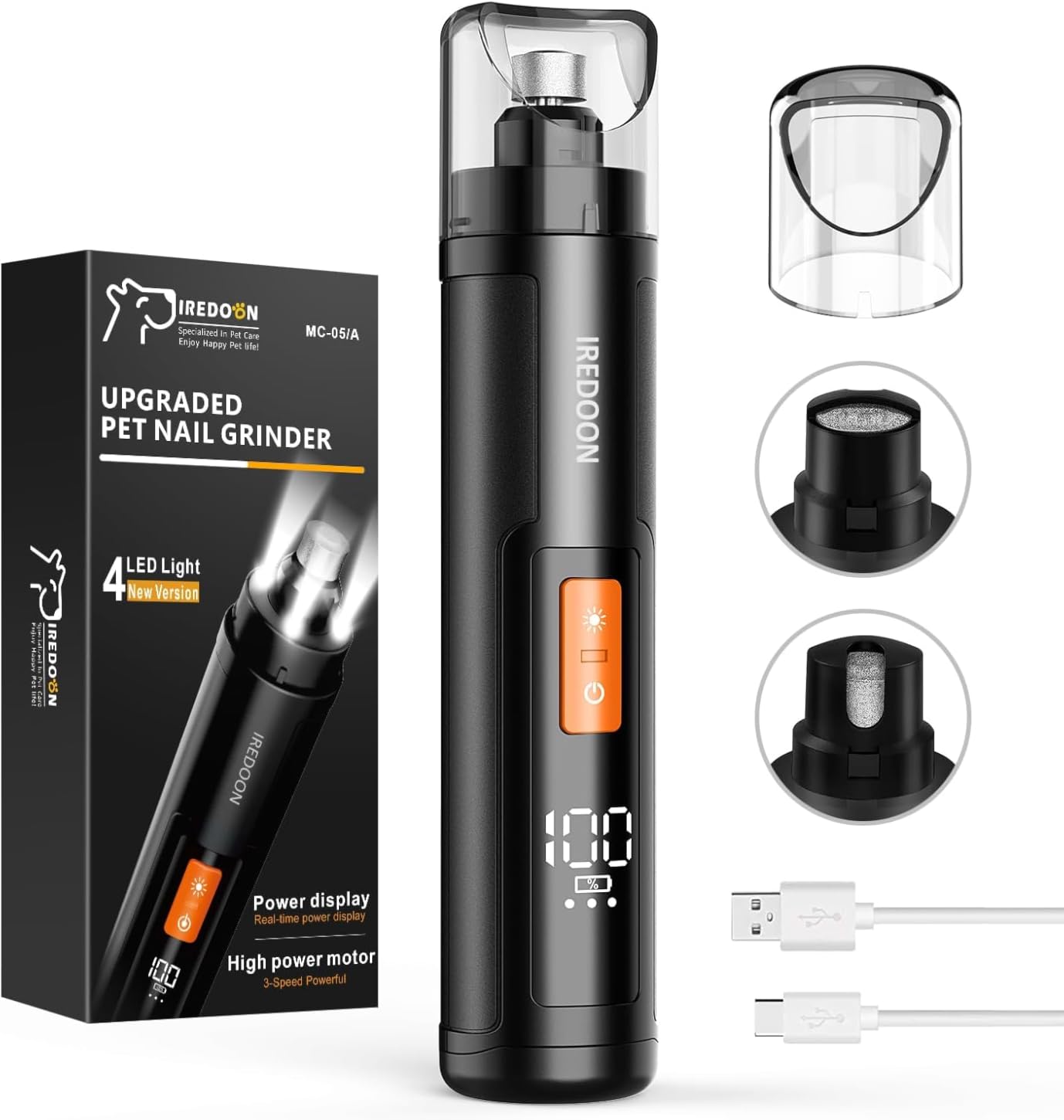 IREDOON Dog Nail Grinder with 4 LED Lights, 3 Speeds Super Quiet for Pets customer photo 2