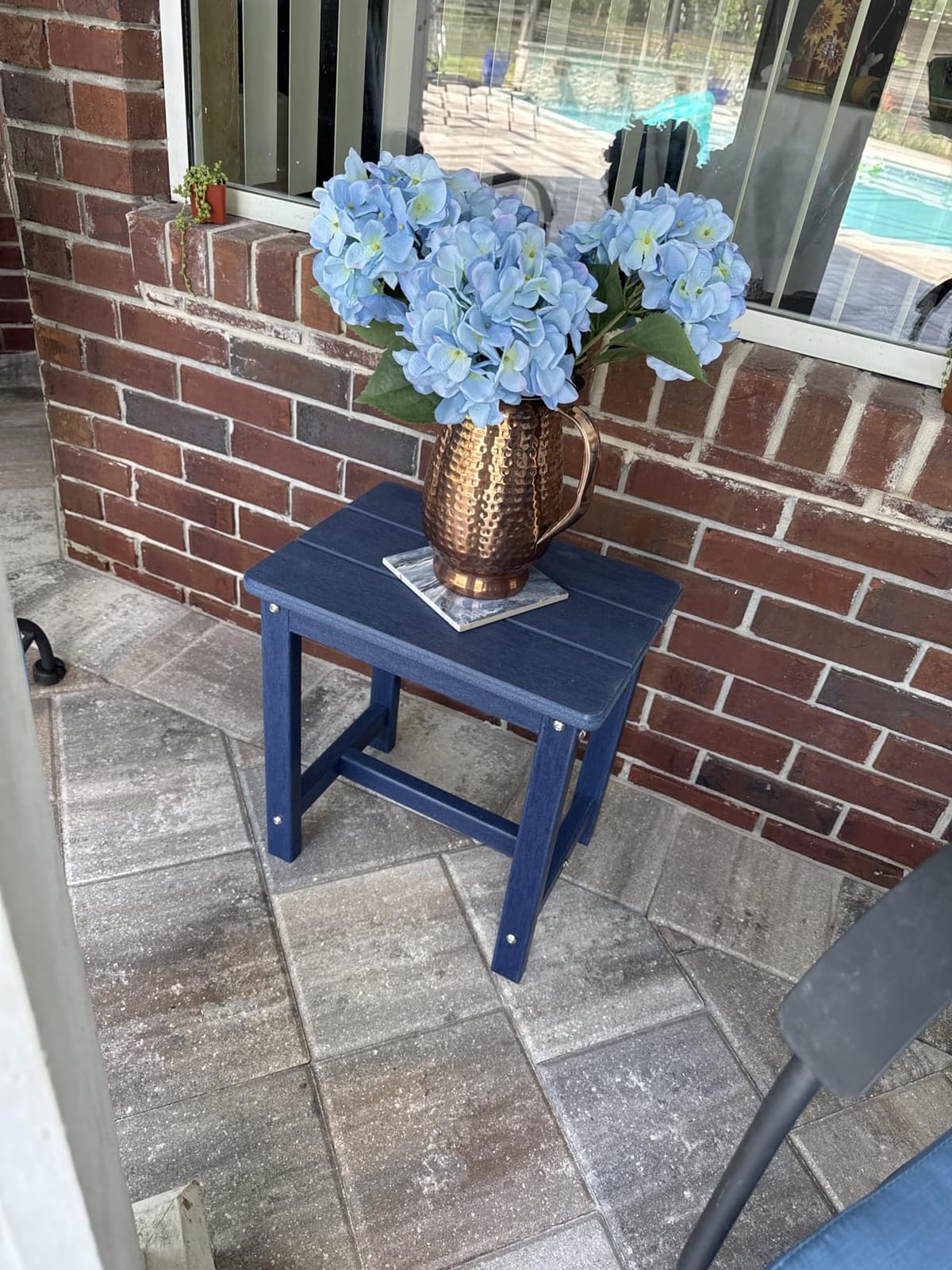 Adirondack Square Outdoor Side Table,2-Tier Storage Patio Side Table, HDPE End Tables for Backyard Pool Porch Garden Lawn customer photo 2