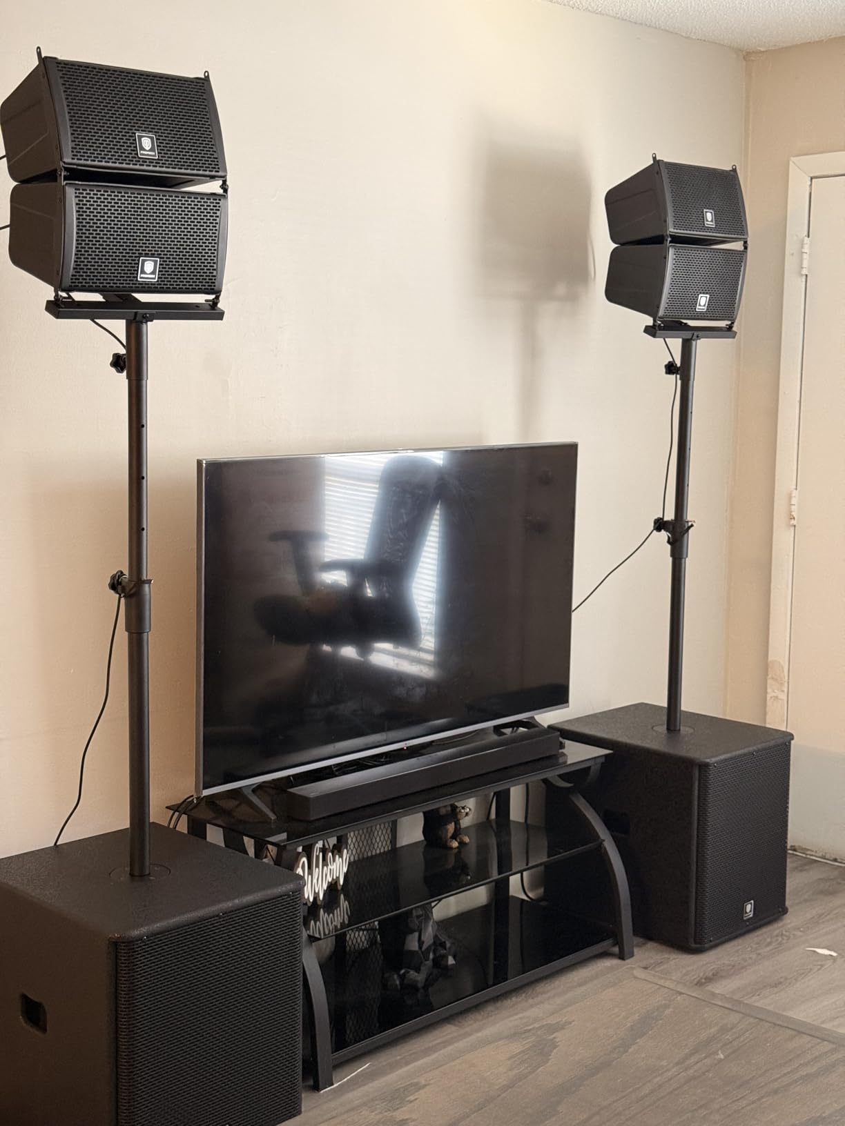 PRORECK Club 6000 15-inch 6000W P.M.P.O Stereo PA Speaker System Combo Set 4 Line Array Speakers, 2 15-inch Subwoofers with Bluetooth/USB Read/SD Card/Remote Control, for Party DJ Wedding Meeting customer photo 2