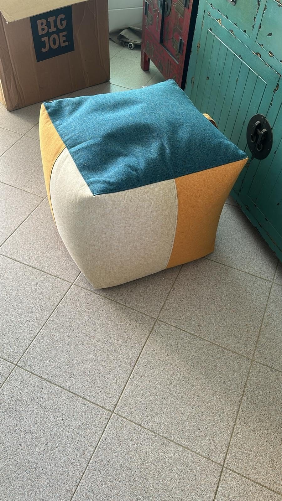 Big Joe Square Ottoman Weatherproof Bean Bag Footrest, Sunset Block Intertwist, Weather Resistant UV-Protected Fabric, 2 feet customer photo 2