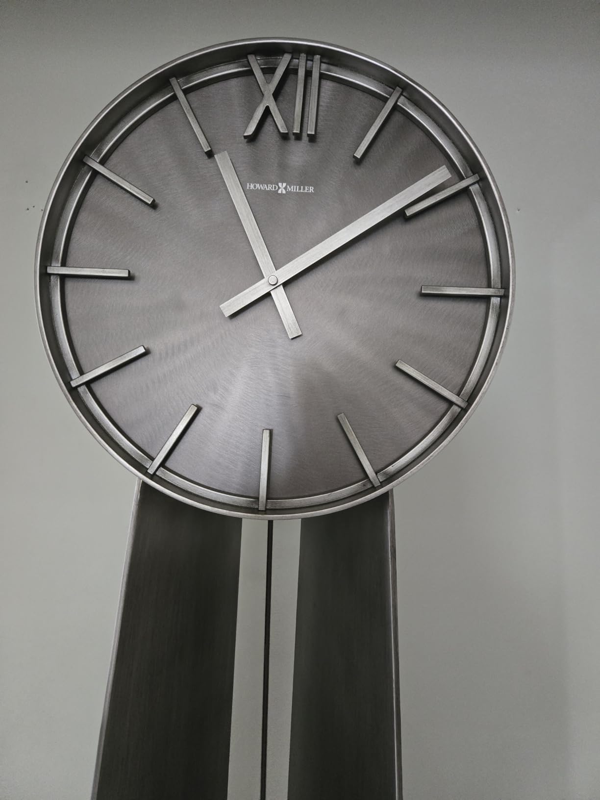 Howard Miller Smith Floor Clock II 549-118 – Aged Silver Finish Machined Metal Frame, Vertical Home Décor, Charcoal Black Finish Ball Pendulum, Quartz Movement customer photo 2