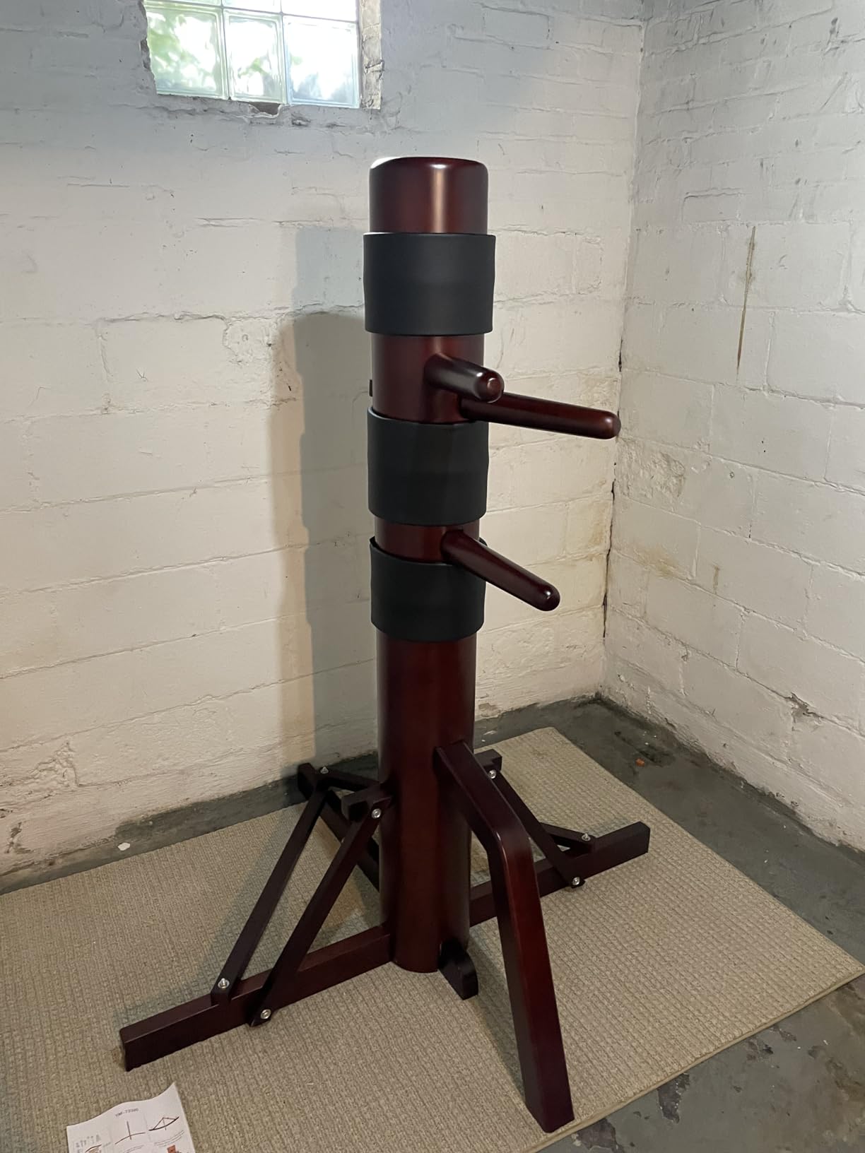 MR Wing Chun Dummy, Wooden Mook Yan Jong, IP Man Training Target with Tripod Base, Adjustable Height Mook Yan Jong Training with 3 Striking Pad, Martial Arts Traditional Kung Fu Training Dummy customer photo 2
