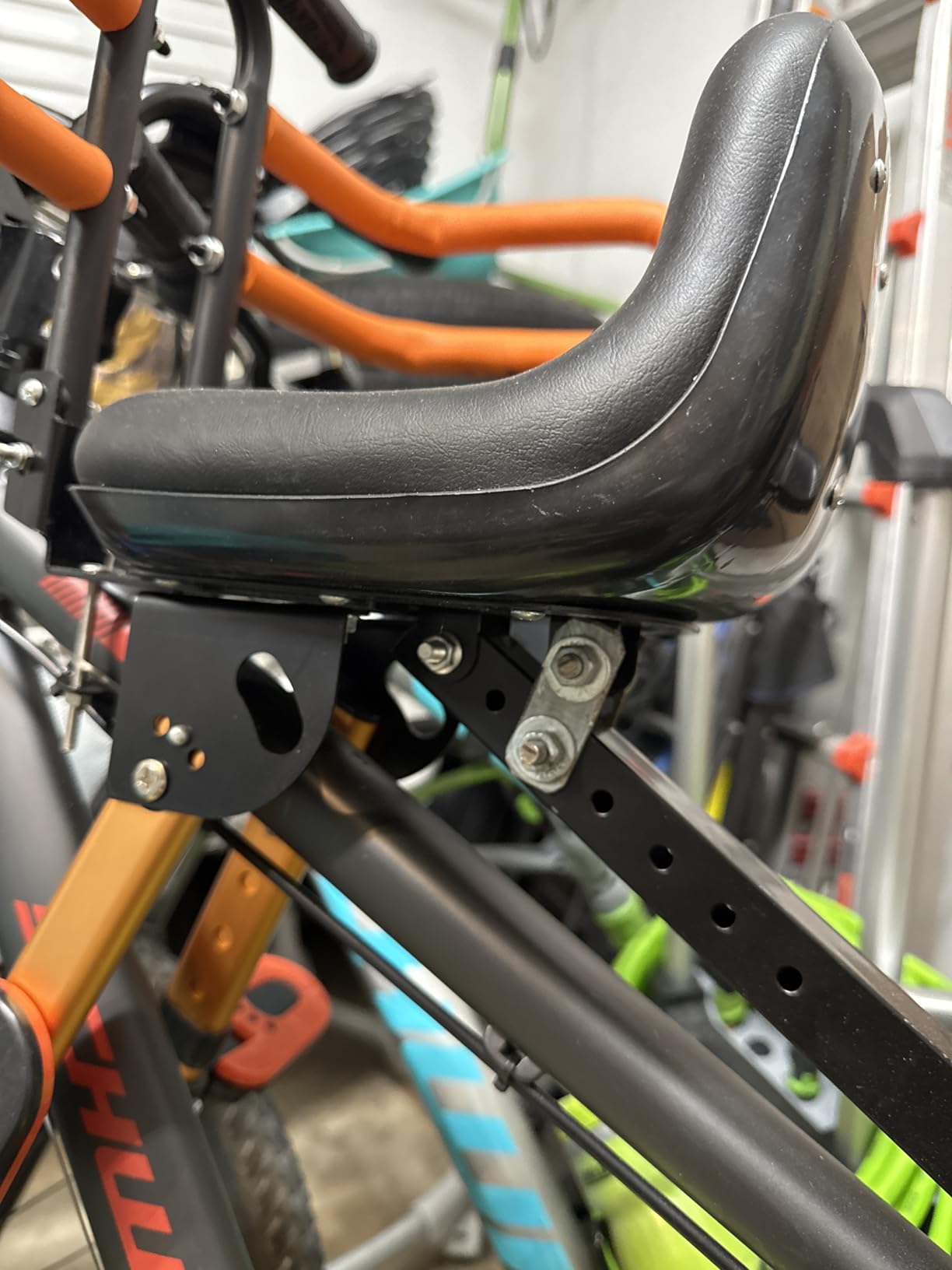 XIEEIX Child Bike Seat, Kids Bike Seat with Guardrail, High Seat Cushion Backrest Mountain Bike Child Bike Seat, Bicycle Child Safety Seat for Children from 1 to 3 Years Old customer photo 2