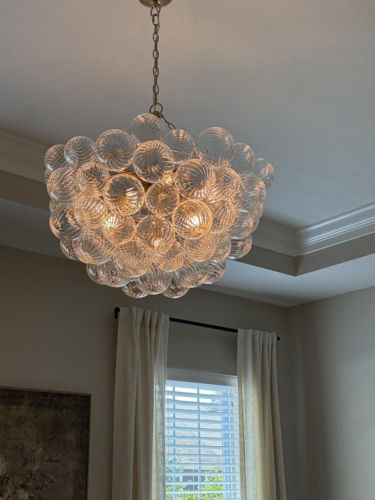 Nordic Bubble Ball Swirled Glass Chandelier, 20 Inches, Gild Gold & Clear customer photo 1