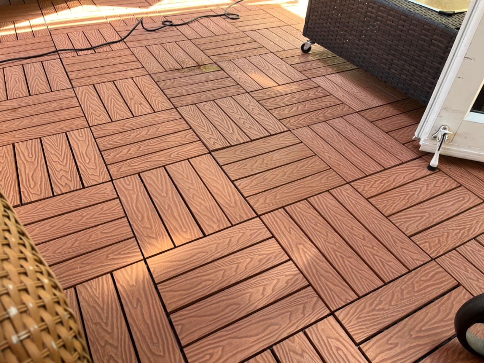IDZO Wood Plastic Composite Deck Tiles Set of 10, Sustainable FSC Composite Decking Resist Rust, Water, Weather, Easy to DIY & Maintain, Ideal for Patios, Balconies, Rooftops, Decks - Grey customer photo 2