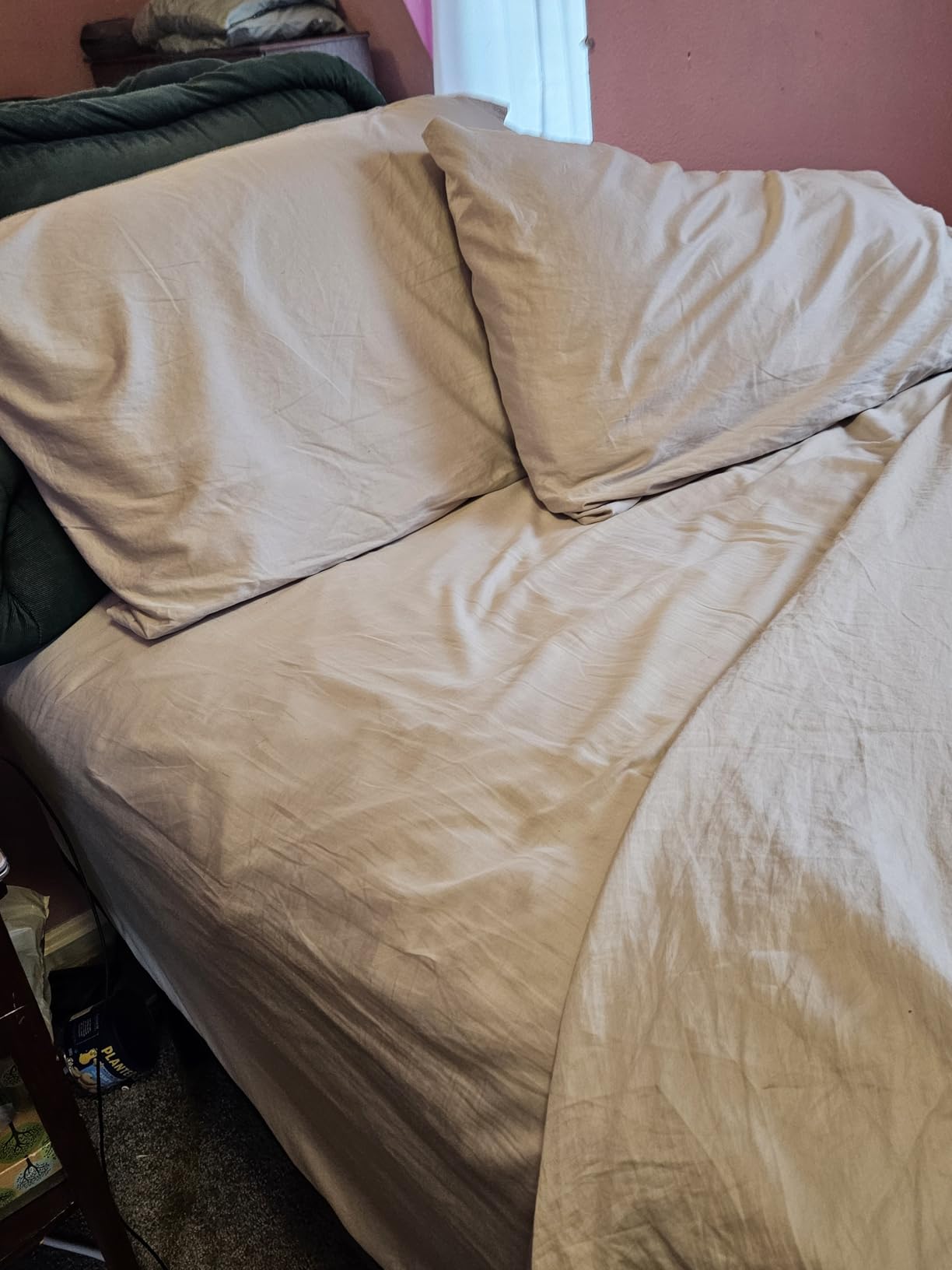 California Design Den 100% Egyptian Cotton Queen Size Bed Sheet Set, Beige customer photo 2
