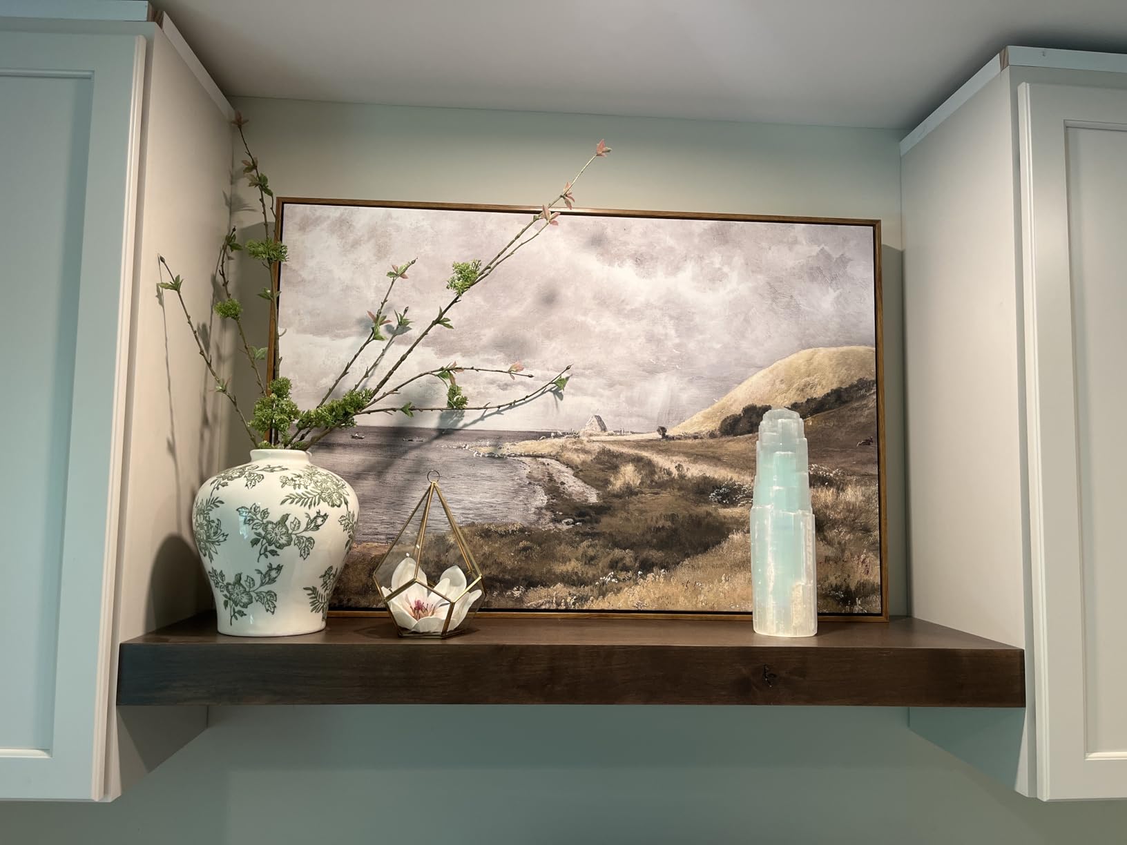 InSimSea Framed Canvas Wall Art Vintage Decor, Landscape Wall Art, Meadow with Flowers Art, Modern Farmhouse Decor, Cottagecore Bedroom Bathroom Office Decorations, 24