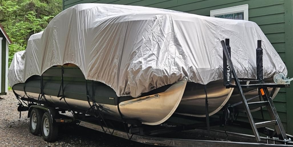 Solim 16-18FT Pontoon Boat Cover, 1200D Heavy Duty Waterproof, UV Resistant customer photo 2