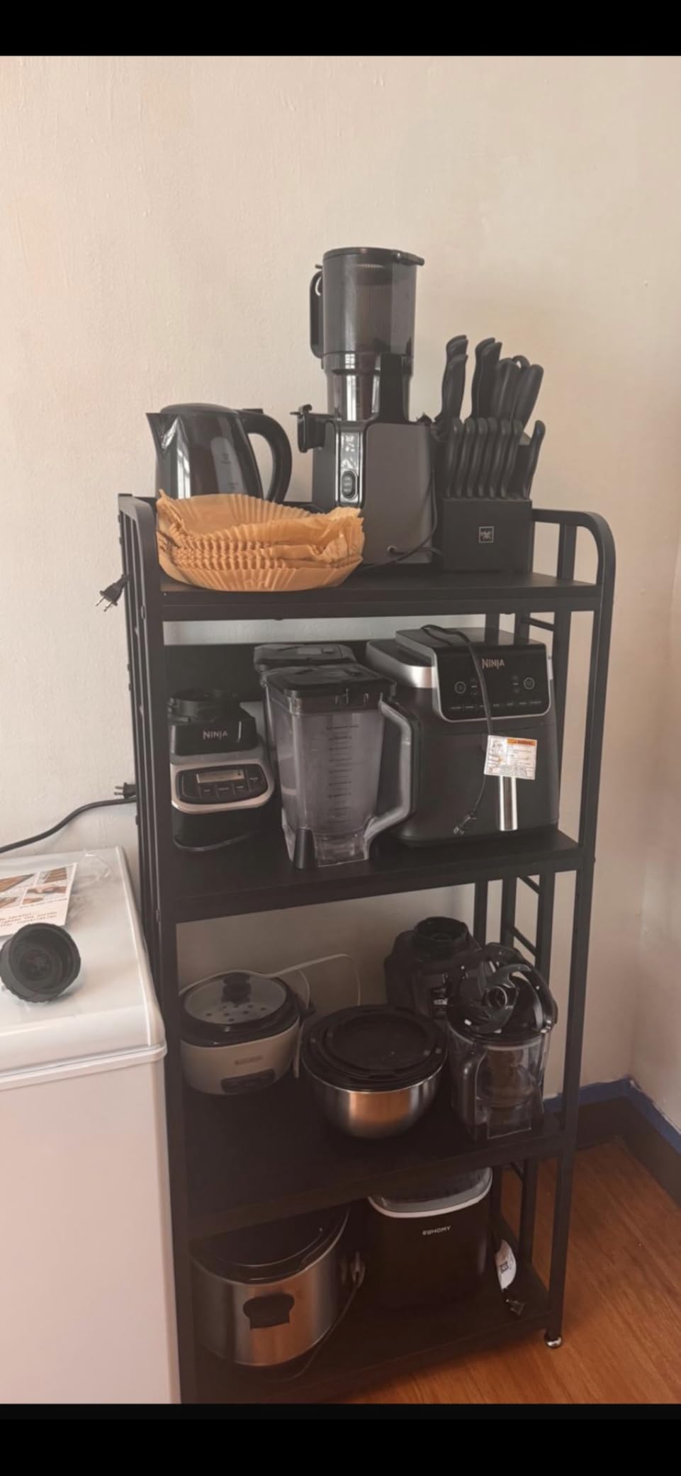 SIREDEEP Bakers Rack with Power Outlet ,4-Tier Kitchen Baker's Rack,Microwave Stand with Storage Suitable for Kitchen, Living Room, Dinning Room,Coffee Bar(Rustic Brown) customer photo 1