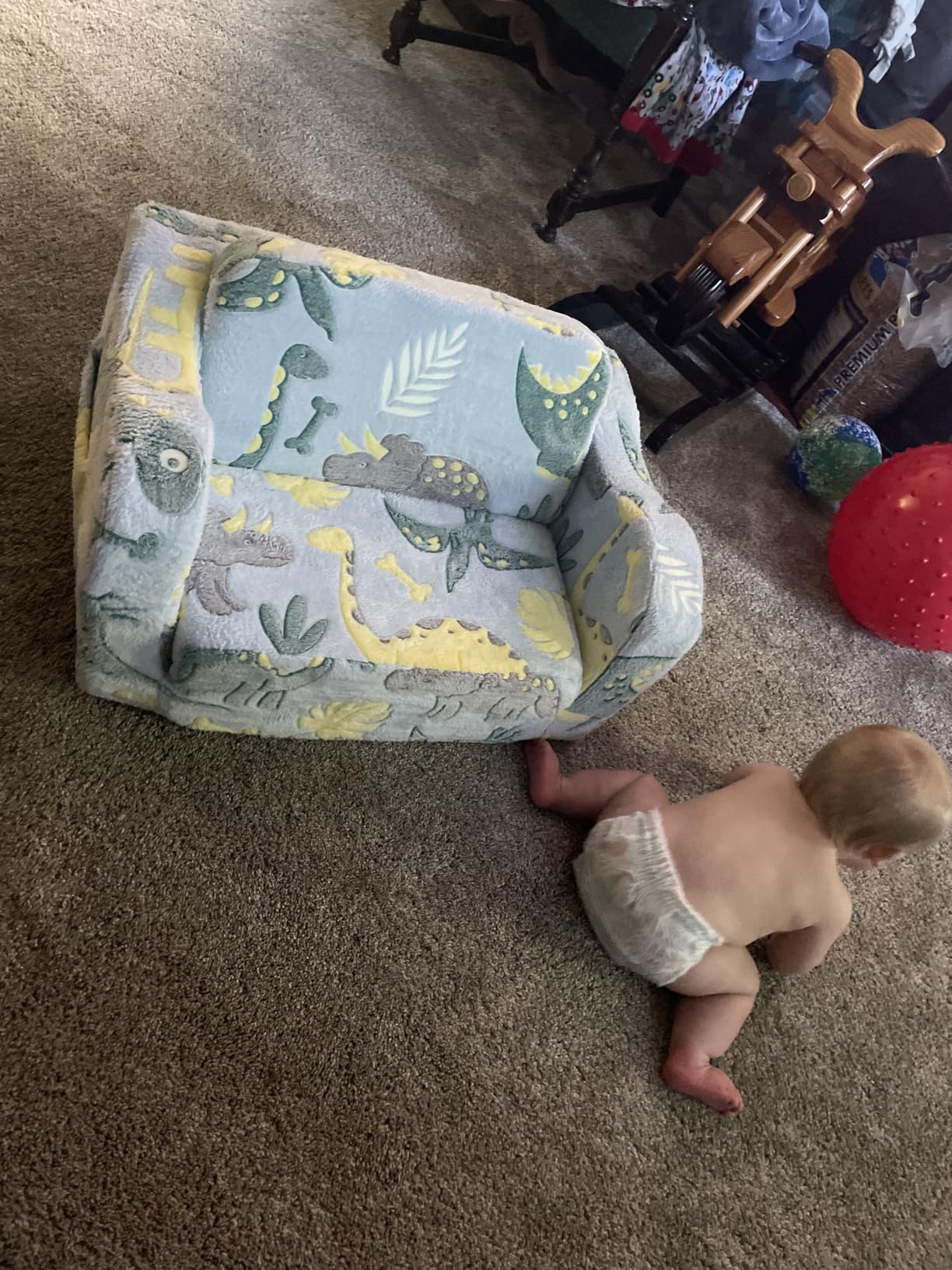 MeMoreCool Glow in the Dark Dinosaur Toddler & Kids Couch, Fold Out Sofa customer photo 1