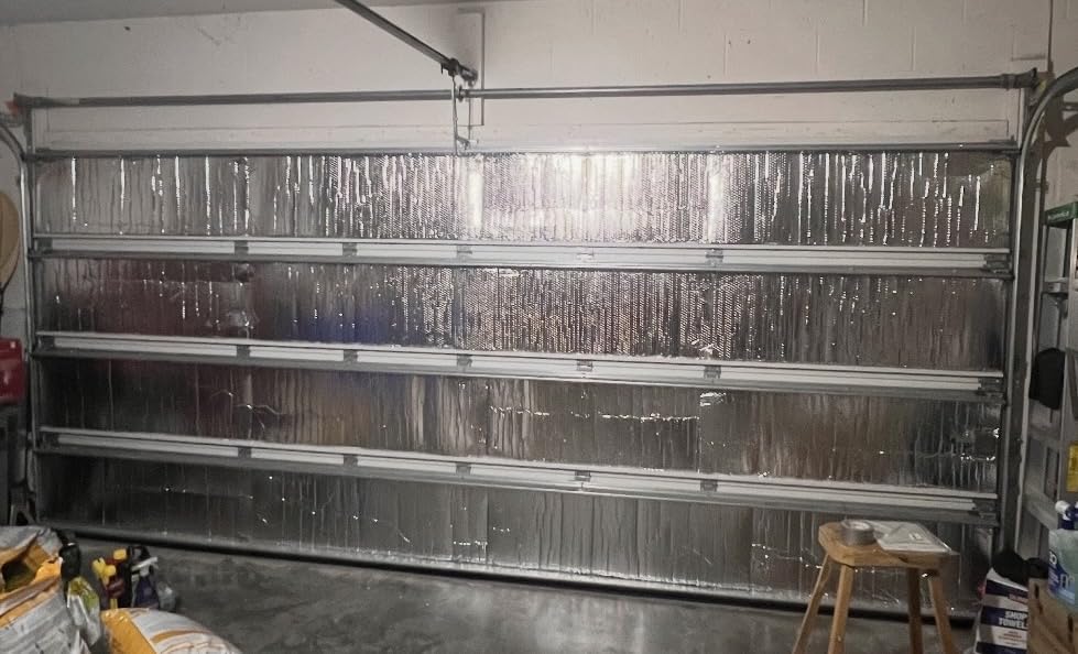16P Garage Door Insulation Kit Panels 6MM 16x8FT for Double Garage Door, Pre-Cut Bubble Reflective Aluminum Foil Sheet 120 Tape, DIY Install Temperature Control Block Summer Heat & Winter Cold(24x48) customer photo 2