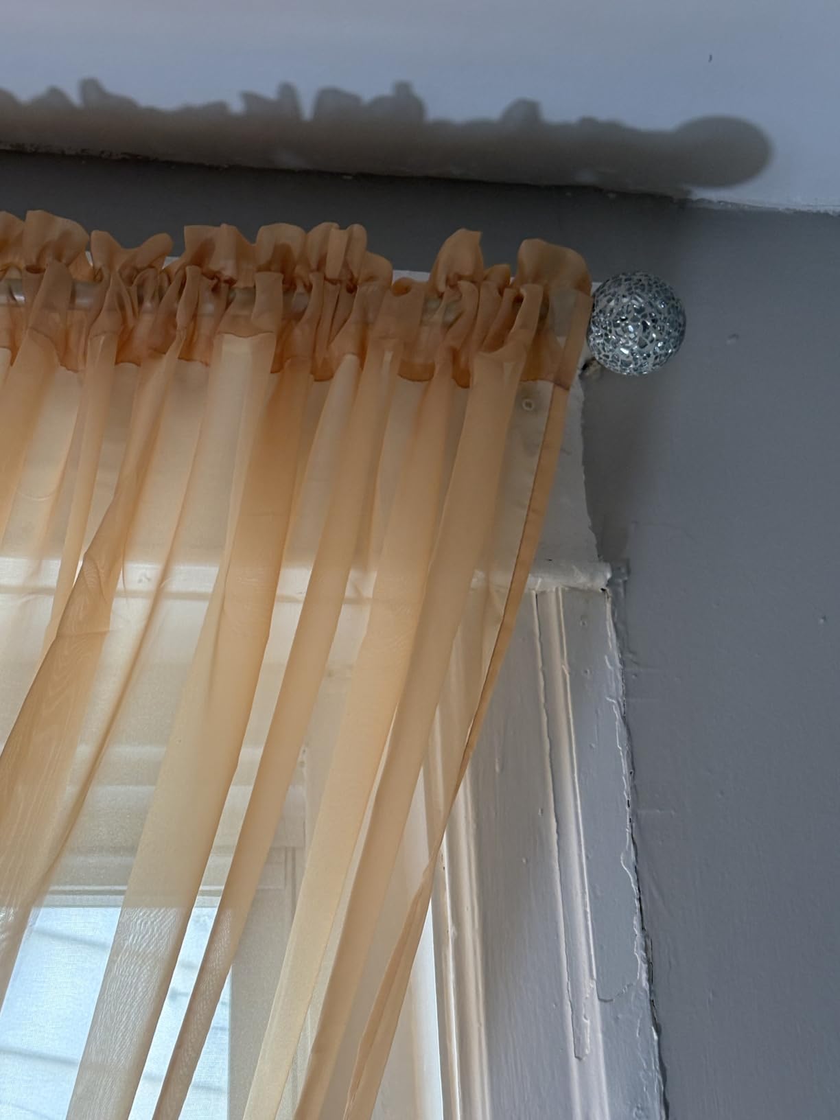 TVWOO Silver Decorative Crystal Curtain Rods,Heavy Duty Adjust18-45