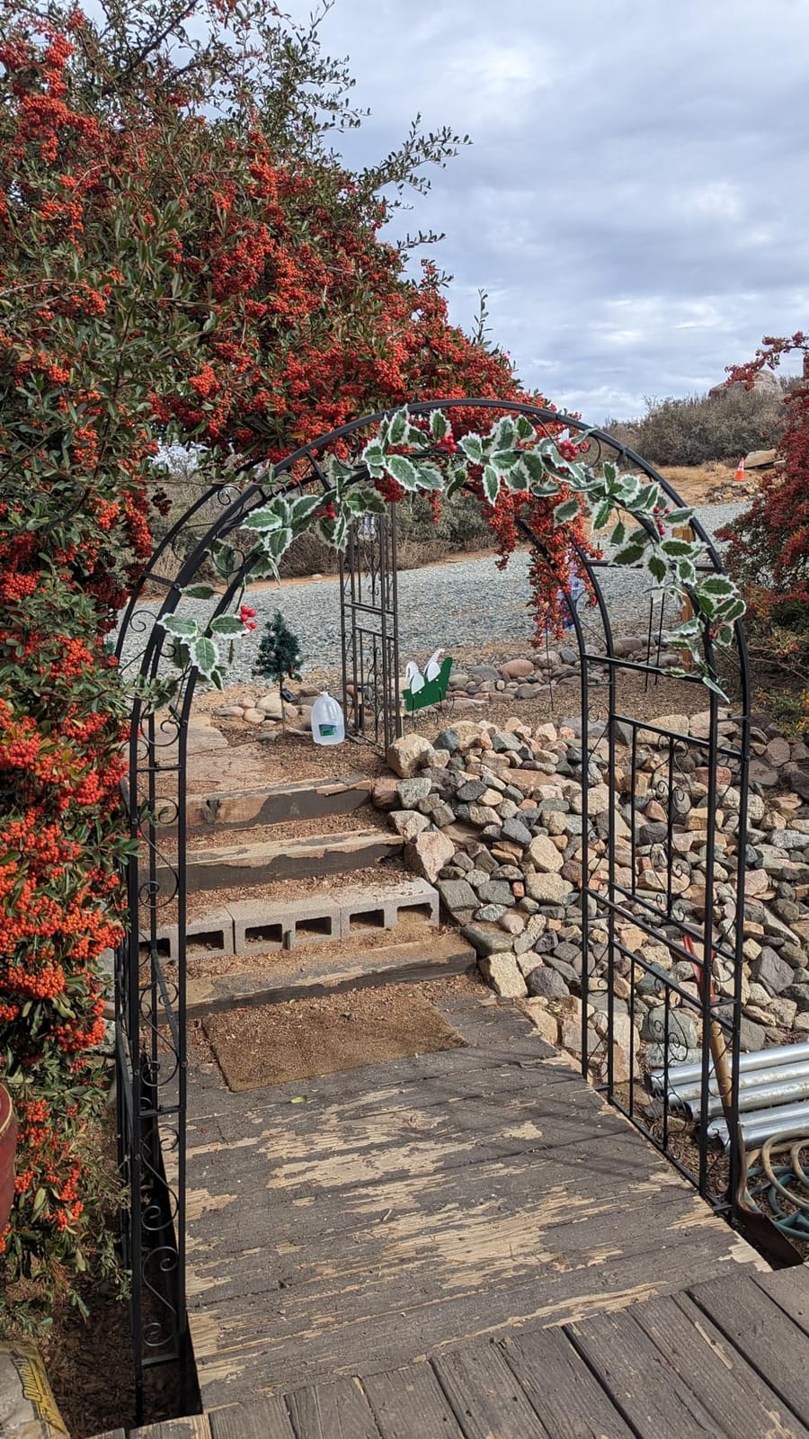7FT Black Metal Garden Arch Arbor with Gate | Heavy duty trellis archway with ground stakes, for climbing roses, patio, wedding & party decor customer photo 1