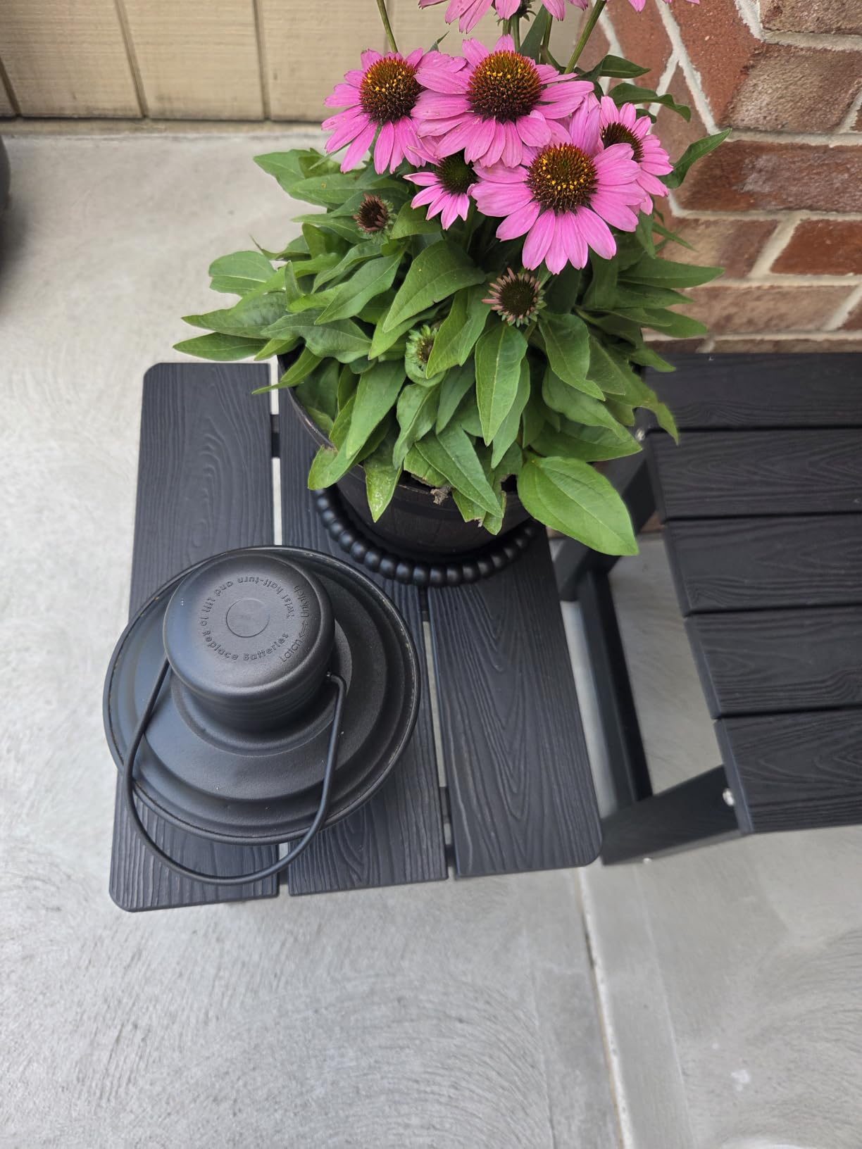LUE BONA Outdoor Side Table, HDPS Small Outdoor Adirondack Side Tables, Outside End Table for Patio, Porch, Deck, Pool, Weather Resistant/Easy Maintenance, Dark Gray customer photo 1