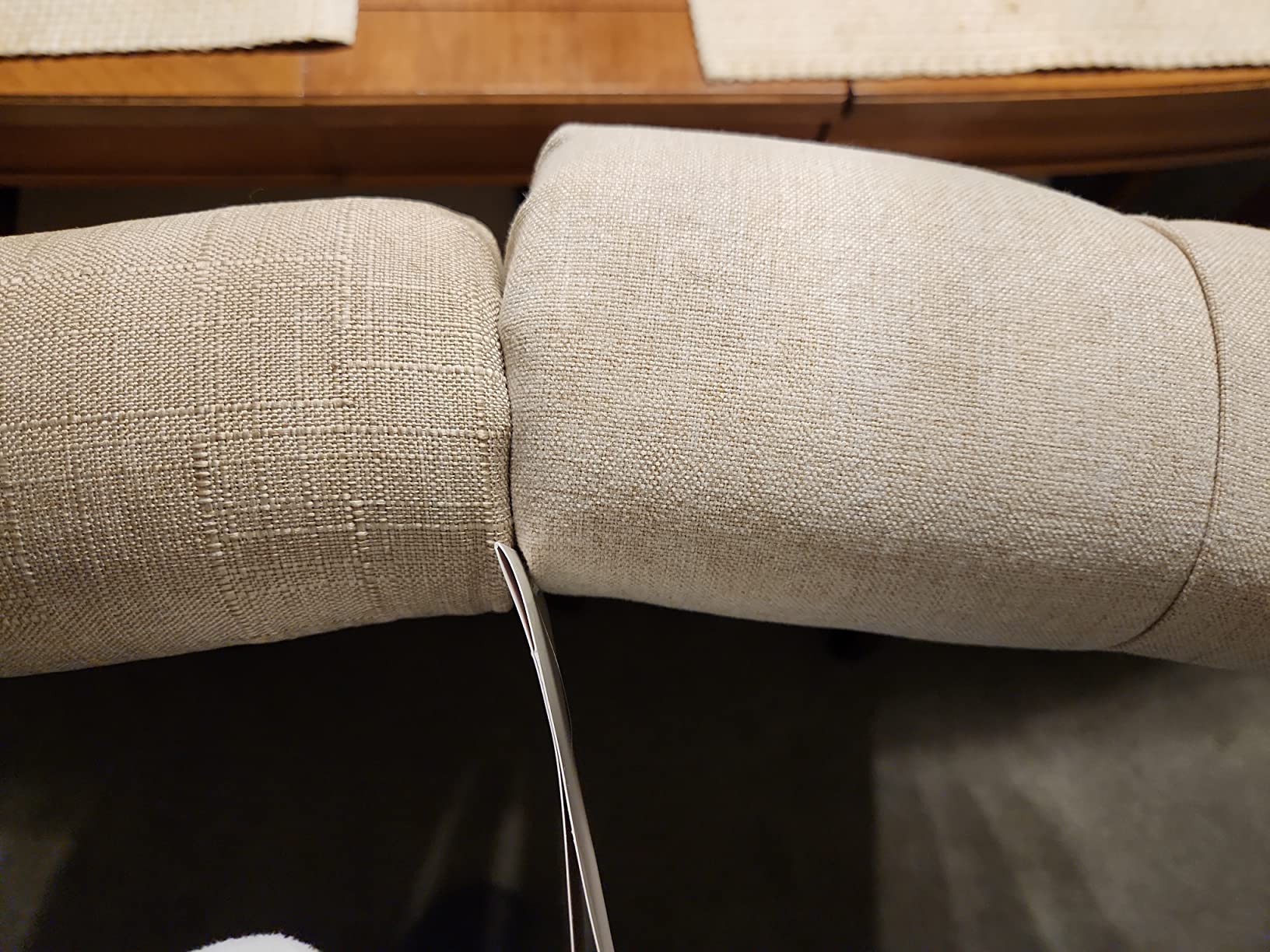 COLAMY Button Tufted Dining Chairs Set of 4, Parsons Upholstered Fabric Dining Room Chairs Kitchen Chairs with Wood Legs and Padded Seat, Taupe customer photo 2