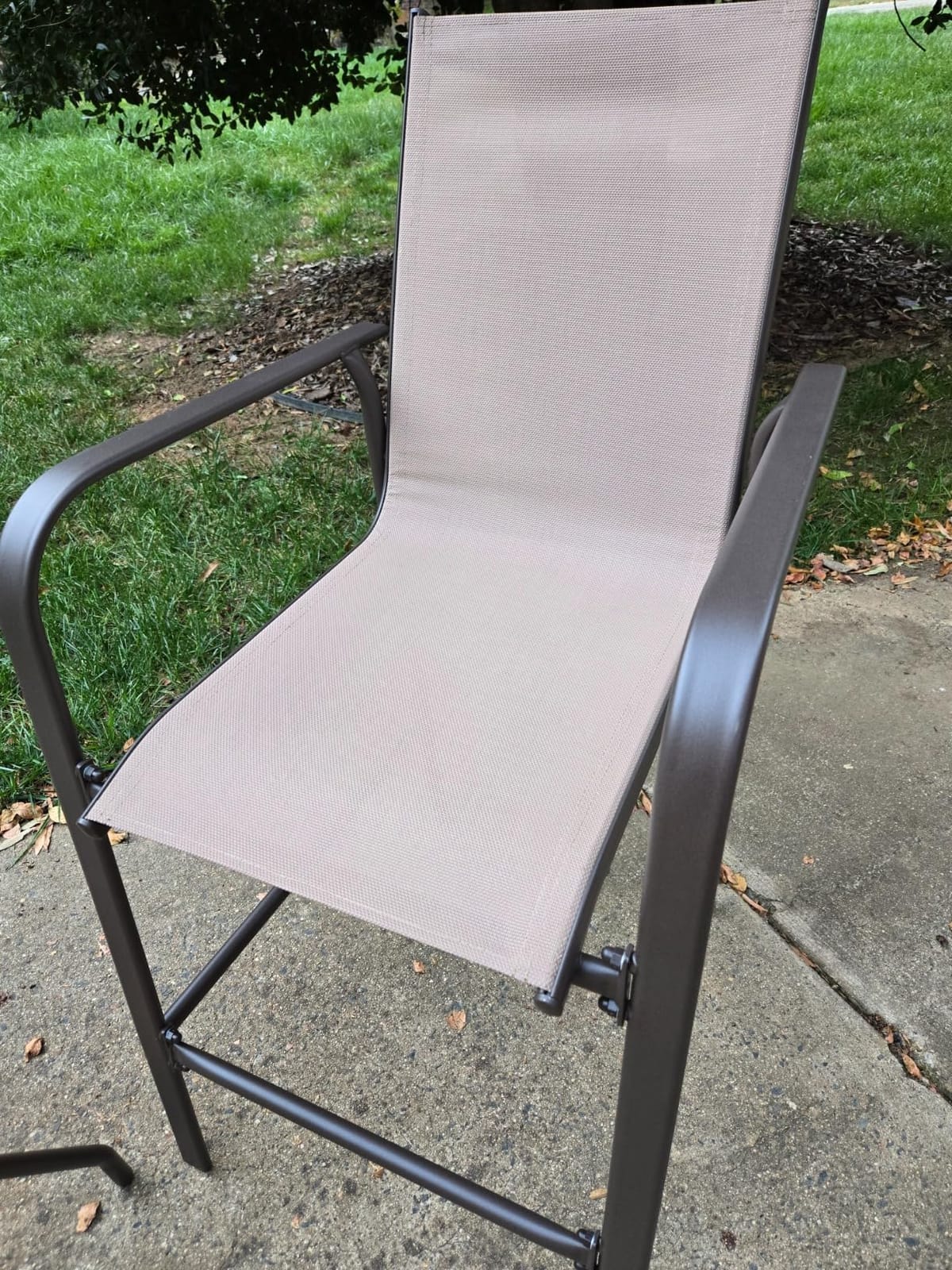 Tangkula 3 Pieces Outdoor Patio Bar Set, Outdoor Bistro Set with 2 Bar Stools and 1 Tempered Glass Bar Table, Bar Height Patio Table and Stools Set for Backyard, Garden, Lawn (Coffee) customer photo 2