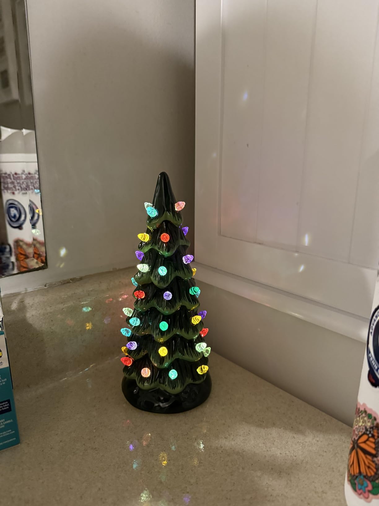 Best Choice Products Set of 3 Ceramic Christmas Trees, Pre-Lit Hand-Painted Tabletop Holiday Decoration w/Multicolor Bulbs, LED Lights – Green customer photo 2