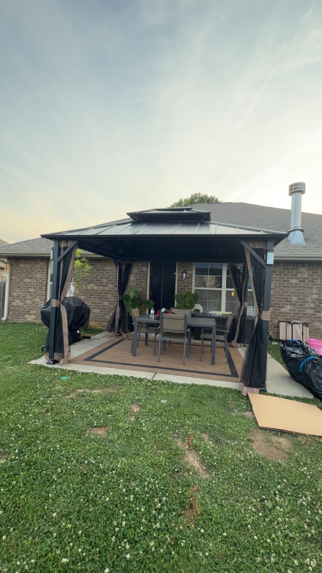 Modern Shade Aluminum Grill Gazebo 6x8 with USB Charging Power Strip, Black customer photo 2