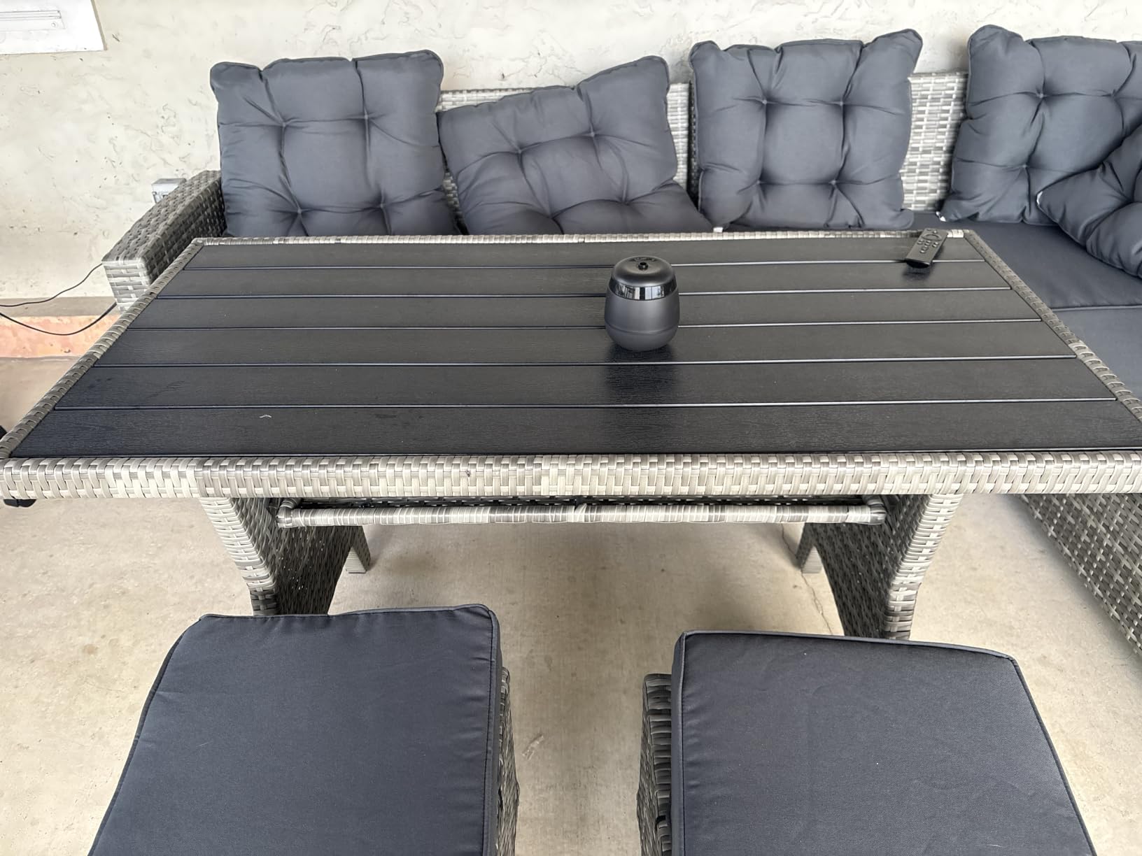 8 Piece Patio Furniture Set, Outdoor Modular Conversation Set | UV Treated Wickers, Machine Washable Cushions, Seats 6, 2 Storage Compartments, Rustproof Frame, Waterproof, Black customer photo 2