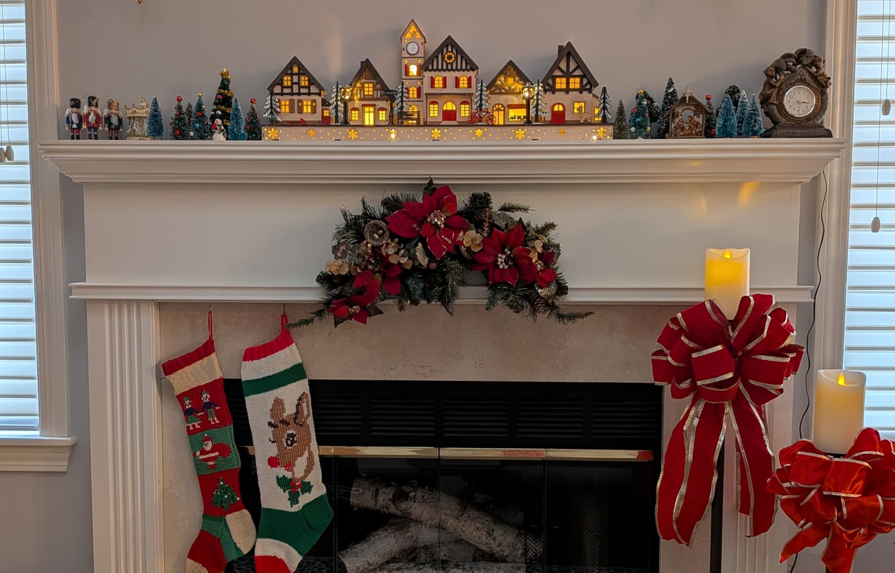 Best Choice Products Pre-Lit Wooden Christmas Village, Winter Mantel Decor, Traditional Holiday Decoration for Home, Living Room, Entryway w/LED Lights, Plug-in/Battery-Powered w/Timer customer photo 1