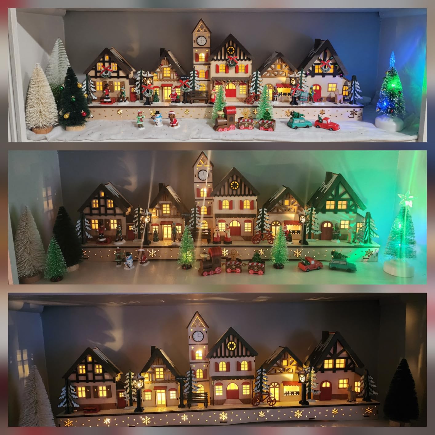 Best Choice Products Pre-Lit Wooden Christmas Village, Winter Mantel Decor, Traditional Holiday Decoration for Home, Living Room, Entryway w/LED Lights, Plug-in/Battery-Powered w/Timer customer photo 2