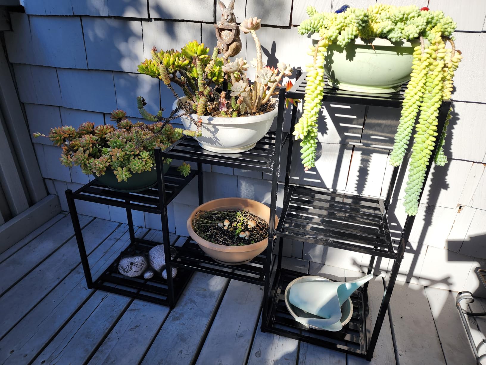 Simple Trending Plant Stand Indoor Outdoor, Heavy Duty Metal Waterproof 7 Tiered Plant Shelf for Multiple Flower Planter Holder Tall Large Rack, Black customer photo 2