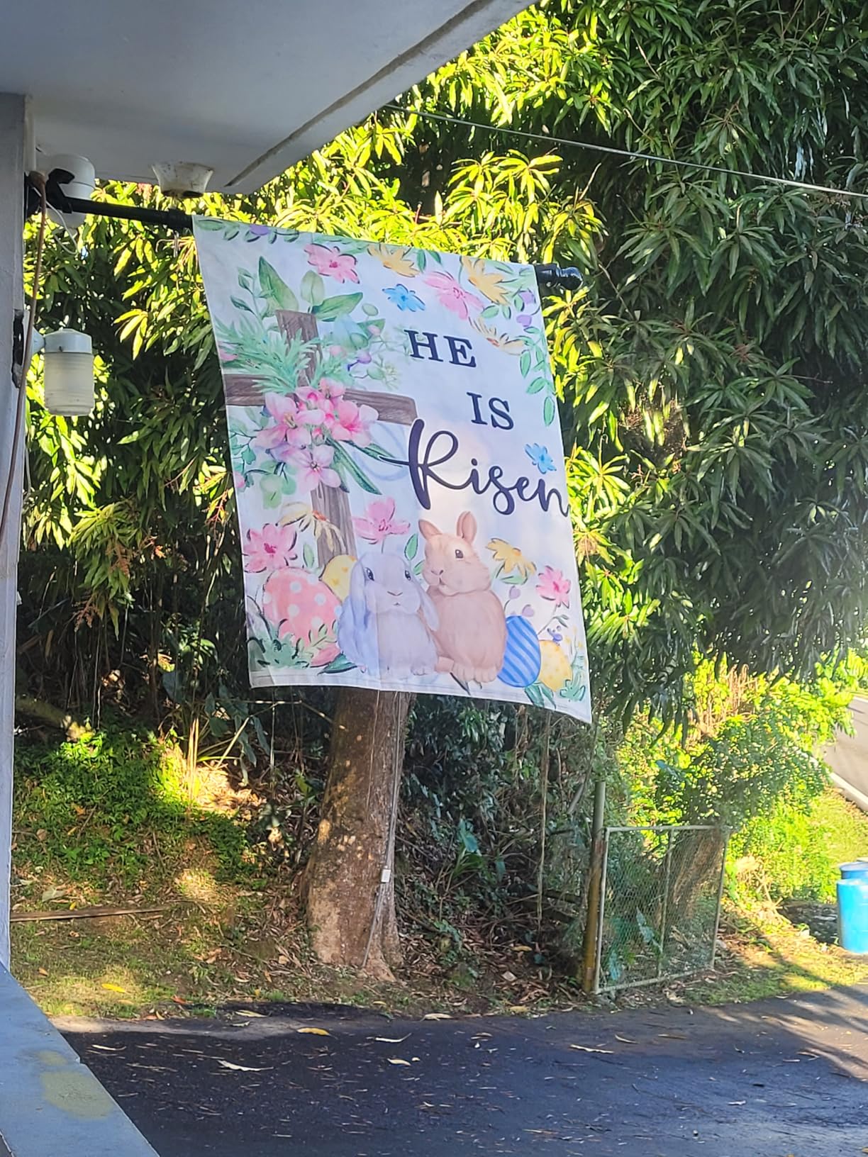 AVOIN colorlife Bunnies Cross He Is Risen Easter Garden Flag 12x18 Inch | Double Sided Outside, Weather & Fade Resistant, Yard Outdoor Decoration customer photo 1