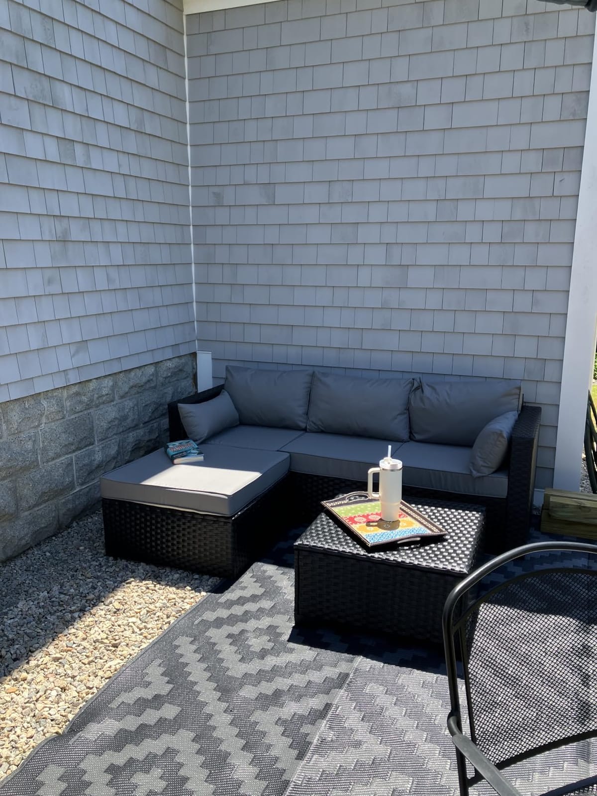 Rattaner 3 Pieces Patio Furniture Set Outdoor Sectional Wicker Patio Furniture Patio Couch with Ottoman and Outdoor Storage Table All-Weather Anti-Slip Cushions Waterproof Covers, Light Grey customer photo 1