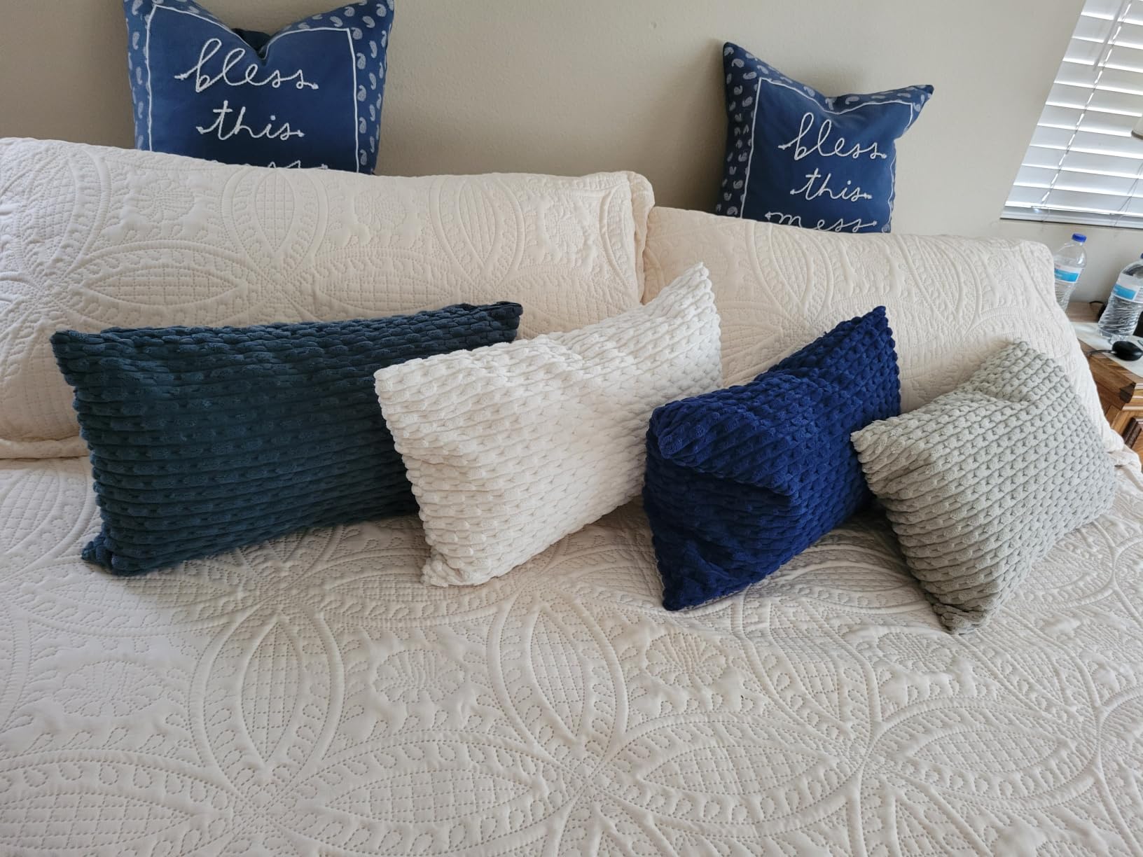 Set of 4 Neutral Decorative Throw Pillow Covers 18x18 Inch Corduroy Pillow Covers for Bed Couch Sofa Living Room Soft Square Cushion Cases customer photo 2