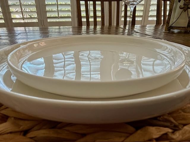 MALACASA 12 Pcs Porcelain Plates and Bowls Sets,Dinnerware Set for 4,White customer photo 2