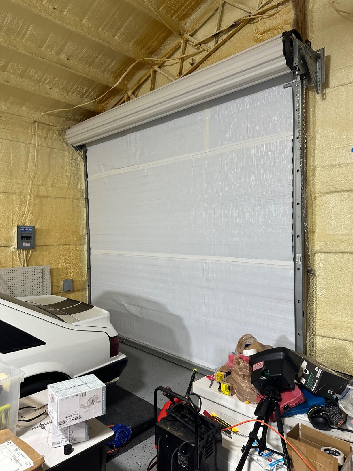 BlueTex Roll Up Garage Door Insulation Kit for Cooling Down Metal Buildings – Easy to Install Complete Insulation for Garage Doors Up to 12'x12' - Covers 150 Sq Ft of Large Single Door customer photo 2