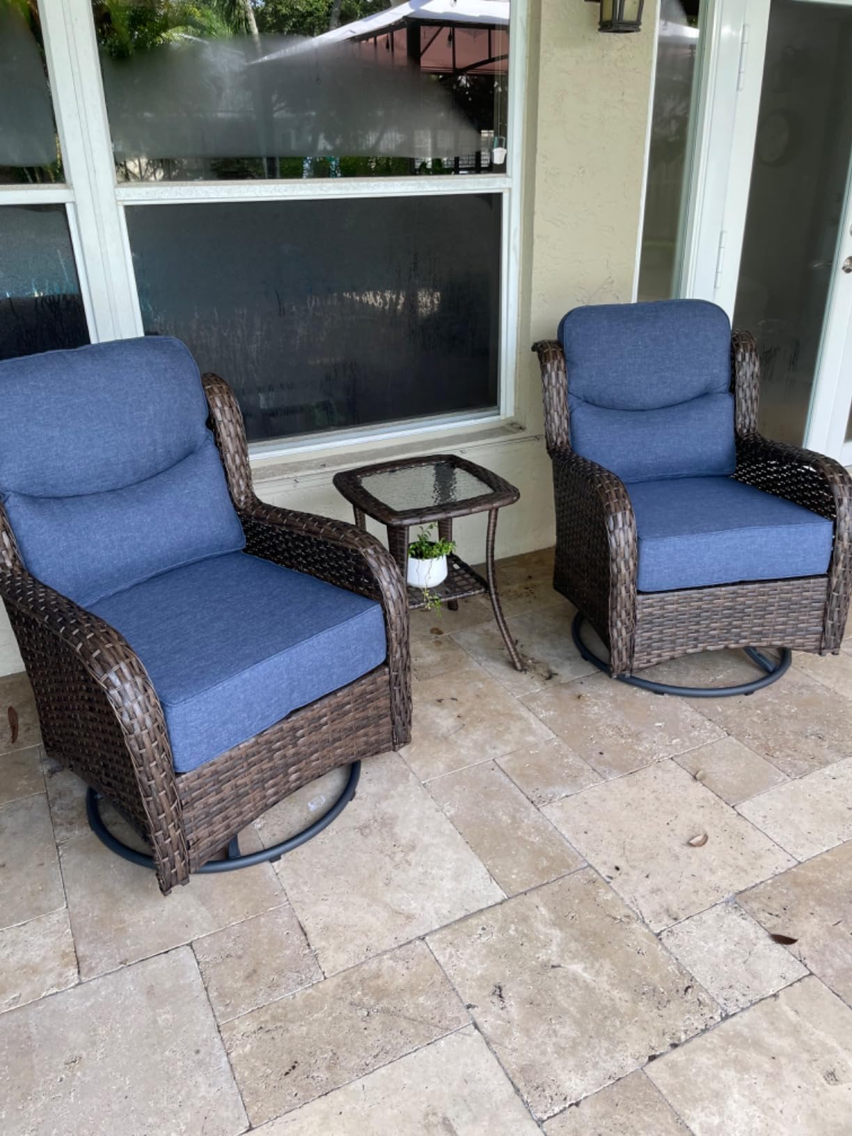 HILLGA Luxury Outdoor Swivel Rocker Patio Chairs of 2 with Side Table customer photo 2