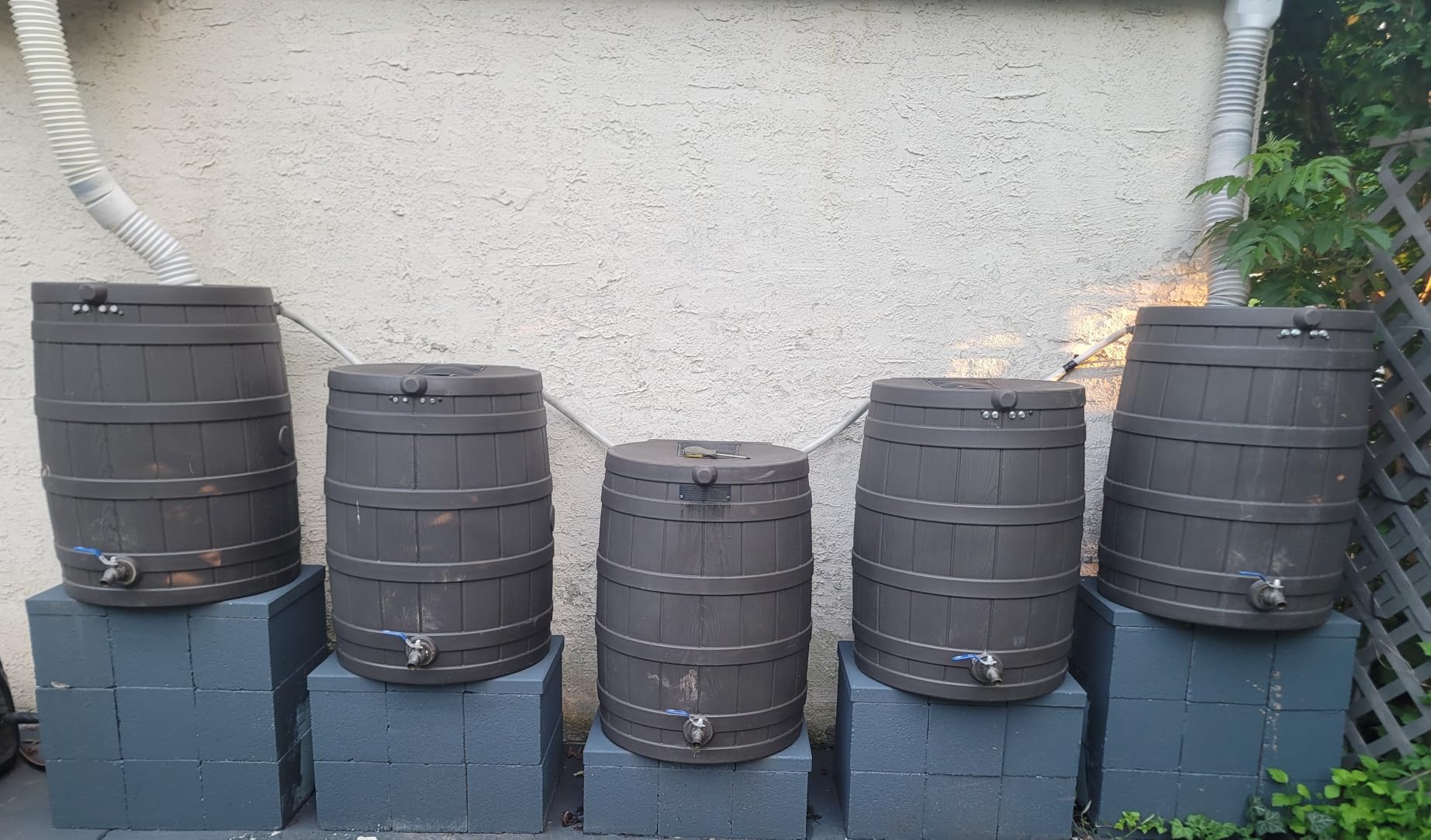 Good Ideas Rain Wizard Water Collection Barrel, 50 Gallon, Khaki, 4 Pack customer photo 2