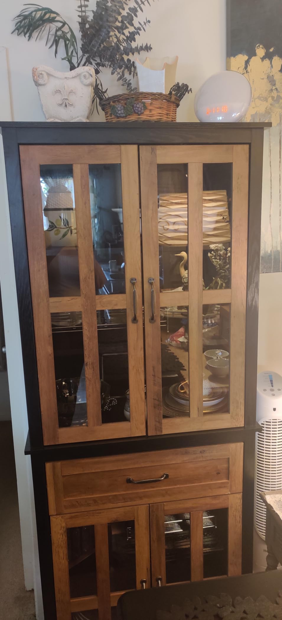 FOTOSOK 71'' Tall Kitchen Cabinet with Glass Doors and Drawer customer photo 2