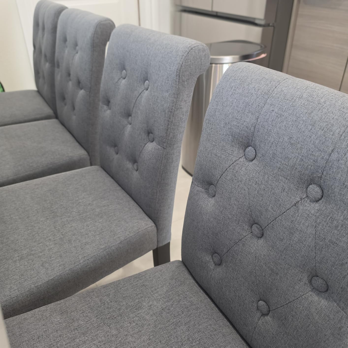Welzona Upholstered Dining Chairs Set of 4, Button Tufted Parsons Dining Chair with Solid Wood Legs, Modern Fabric Side Chair for Dining Room/Kitchen/Restaurant/Hotel- Grey customer photo 1