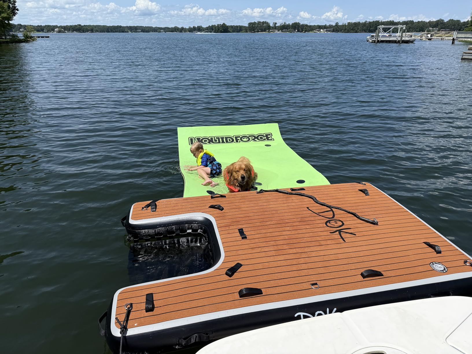 DOK Party-DOK Inflatable Dock Platform: Safe & Easy Water Access; Floating Non-Slip EVA Foam with Water Ramp for Pool, Dock, & Lake | Military Grade & High Visibility customer photo 1