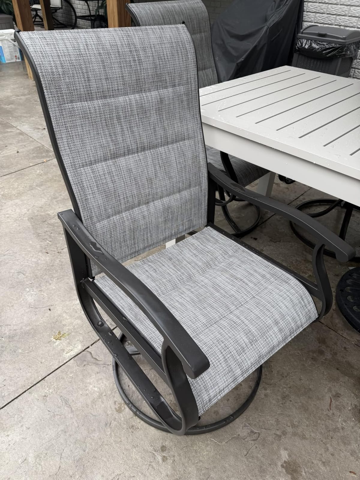 Patio Swivel Chairs Set of 2, Outdoor Rocking Dining Chairs with High Back customer photo 2