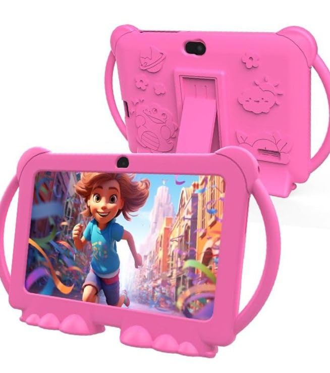 PEICHENG Kids Tablet 7 inch Android 12.0 for Toddler, 4GB RAM 32GB ROM Bluetooth IPS Screen Parental Control Dual Camera Shockproof Case for Educational Games, (Blue) customer photo 1