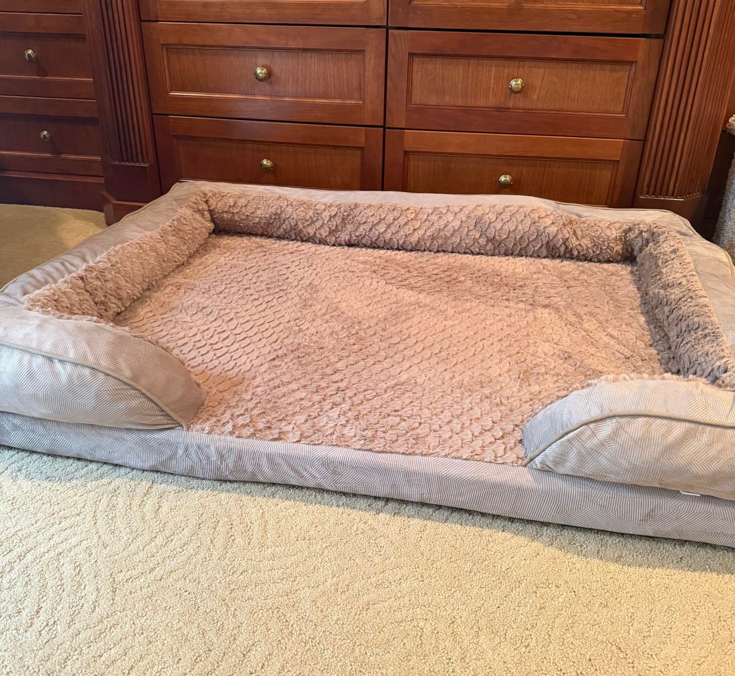 INVENHO Orthopedic Large Dog Bed, Washable Waterproof, Egg-Crate Foam Dog Couch Bed with Washable Removable Cover, Waterproof Lining and Nonskid Bottom customer photo 1