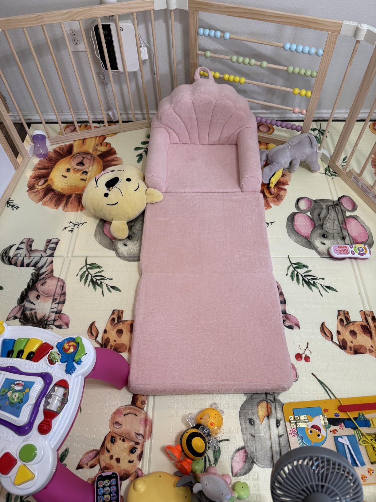 Blissful Diary Foldable Kids Couch, 2-in-1 Kids Sofa Chair, Pink Shell customer photo 2