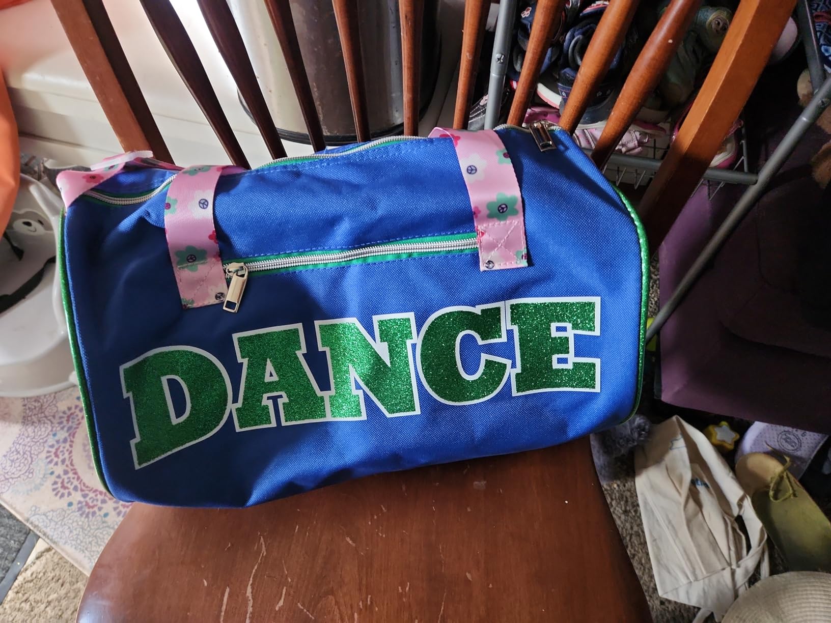 Dance Duffle Bags for Dancers, Girls, Teens, and Student Athletes, Fun Dance Workout Duffel Bag for Girls and Boys (Purple/Pink) customer photo 1