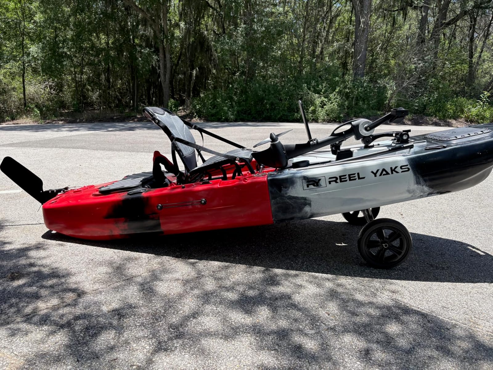Reel Yaks Raider Modular Fishing Kayak - 9.5ft, 380 lbs Capacity, Red White Black - Pedal Fishing Kayaks for Adults & Youth, Sit on Top, Compact Storage, Lightweight, Easy Transport customer photo 1