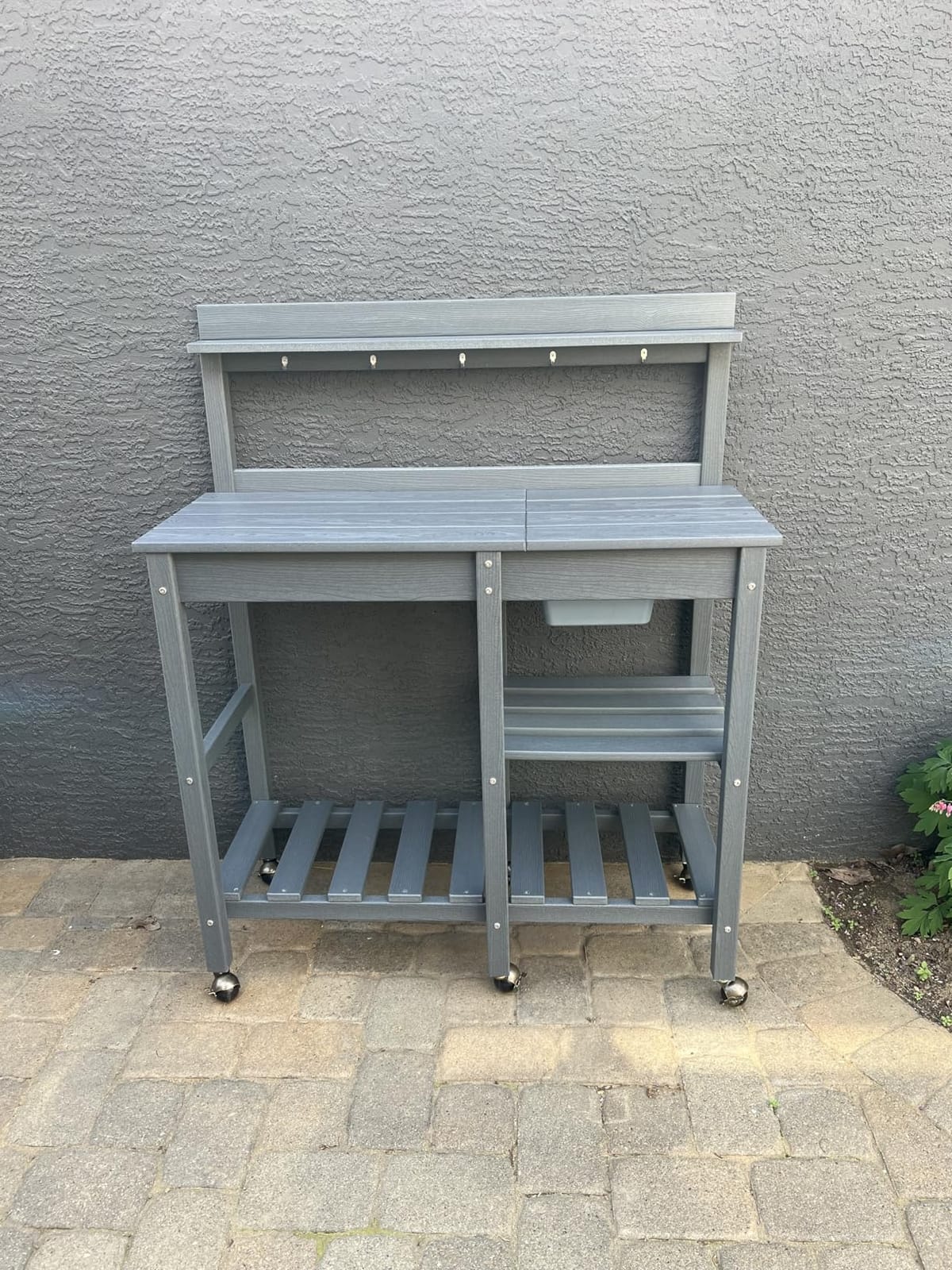 SERWALL Outdoor Potting Bench with Removable Sink,Gardening Table,Brown customer photo 2