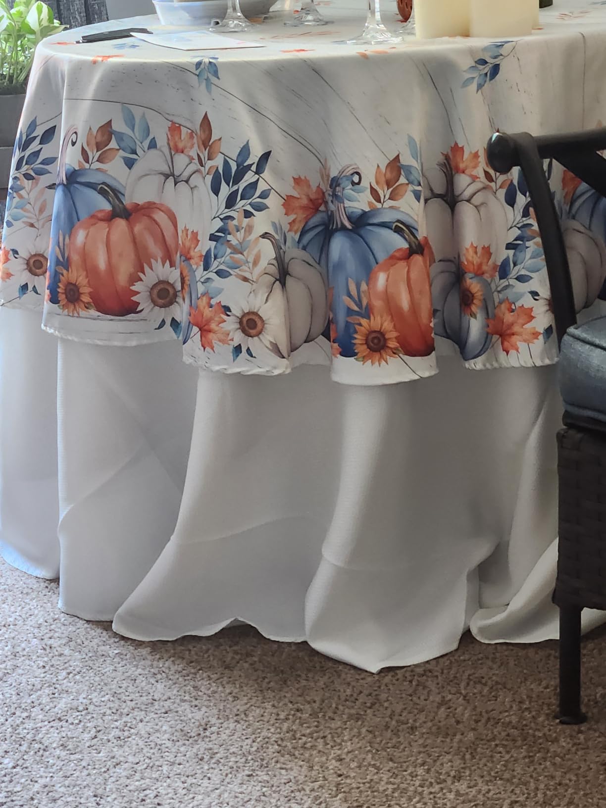 Biscaynebay 2 Pack Fall Tablecloth Textured Fabric 60x84 Inch Rectangular, Rust Thanksgiving Autumn Harvest Water Resistant Fabric Tablecloths for Kitchen, Dining, Wedding, Parties Machine Washable customer photo 1