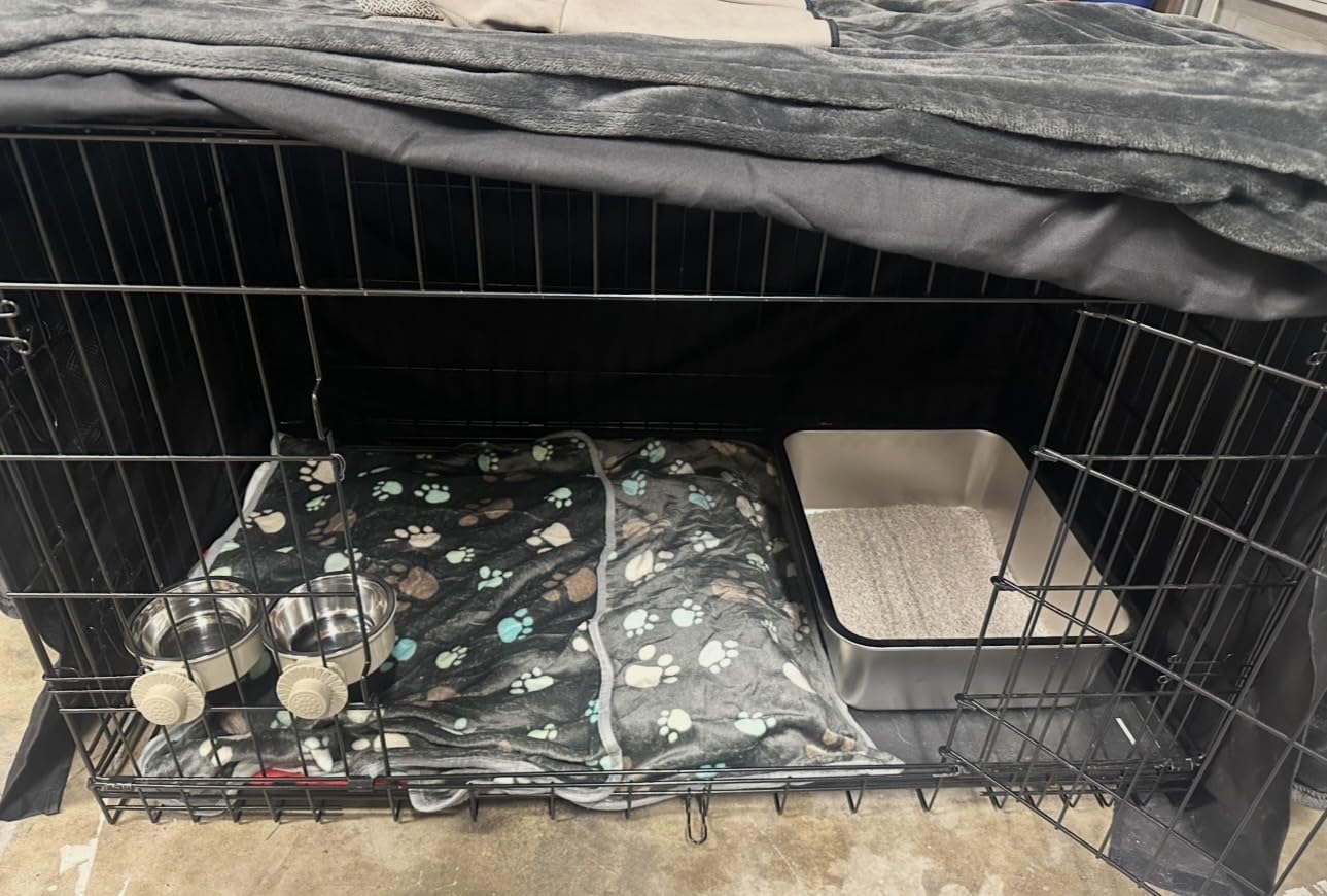 Yaheetech 48inch Double Door Dog Crate w/Divider, Collapsible Metal Kennel customer photo 1